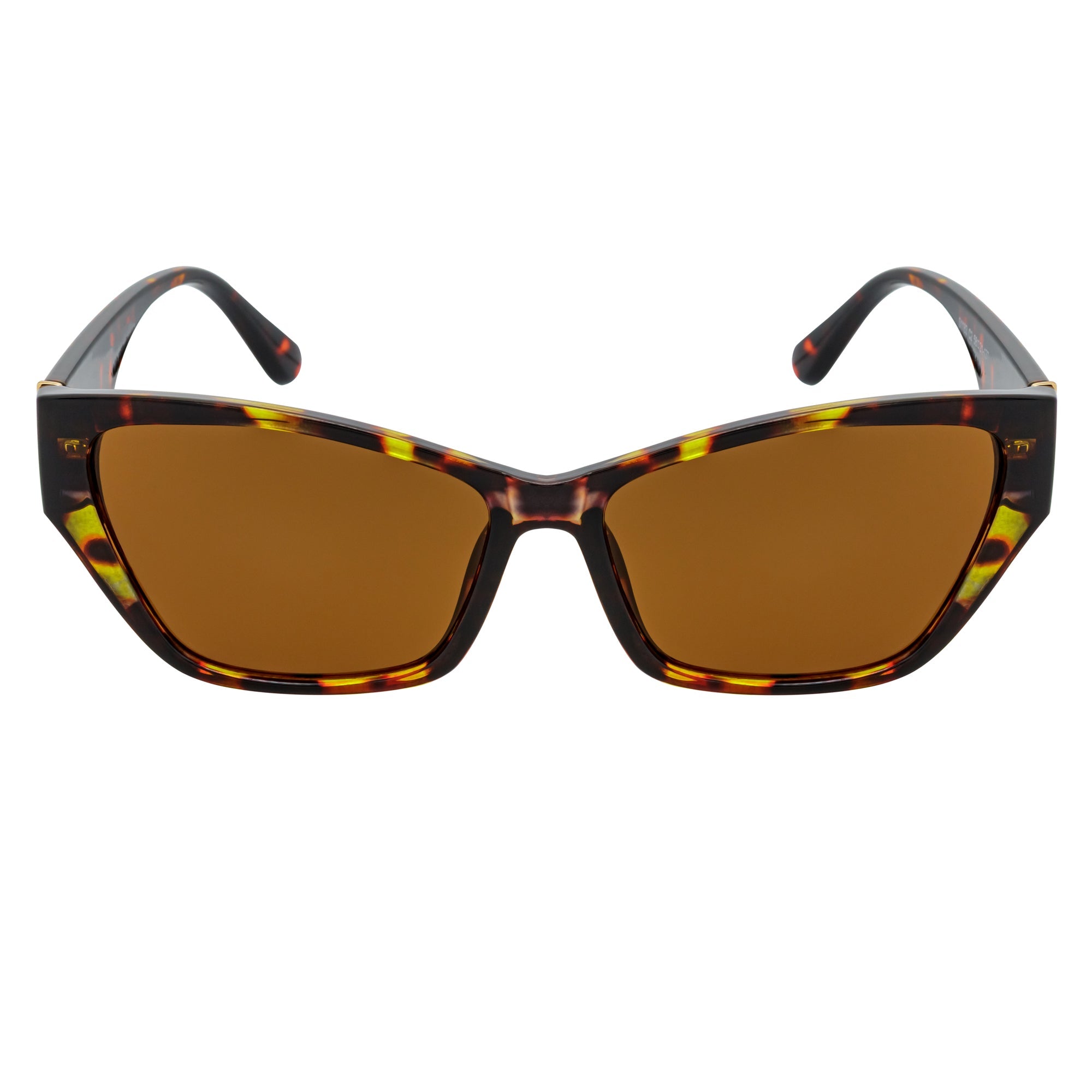 BIJOU - Modern Flat Temple Cat Eye Tortoise Sunglasses Brown Tint Lens