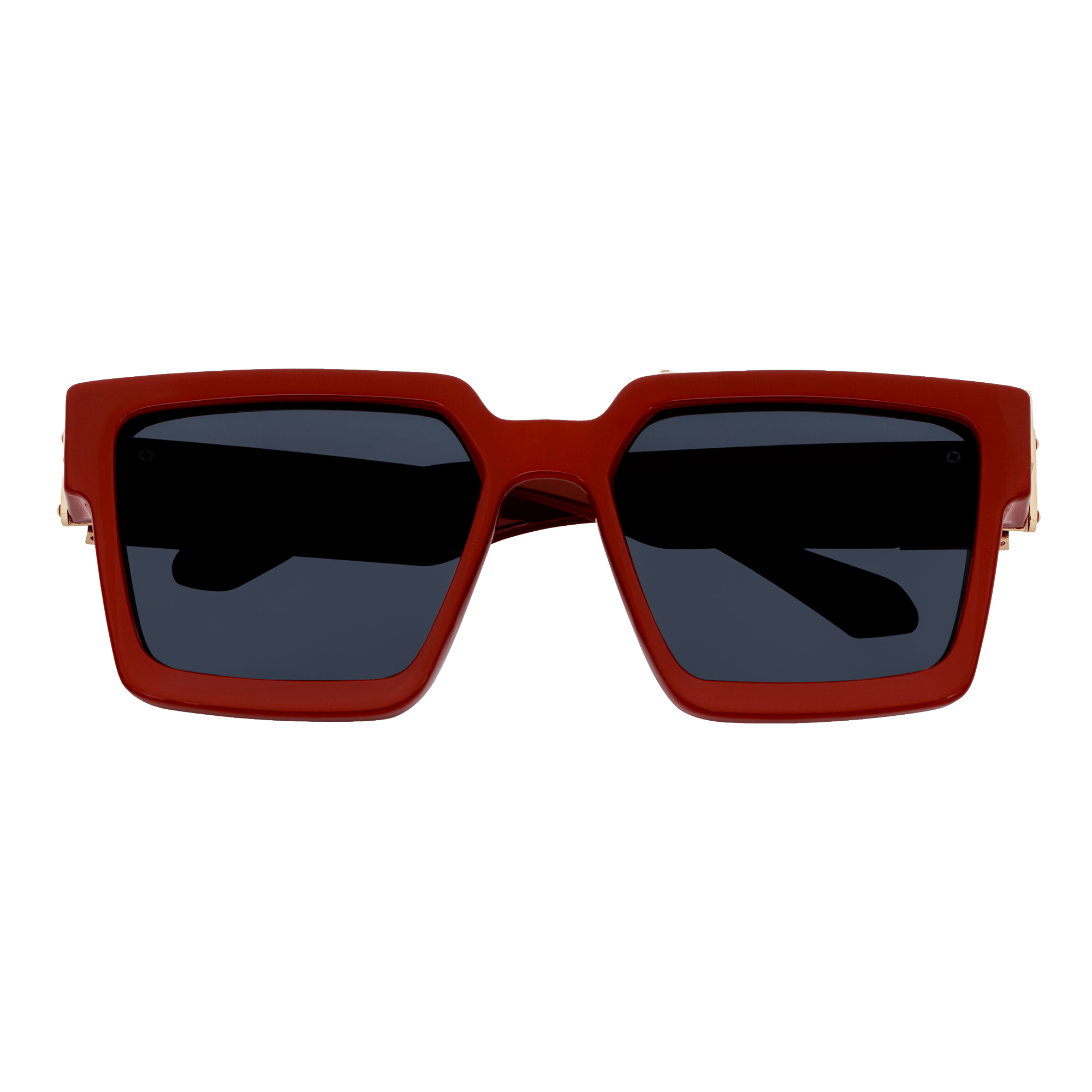 BILLIONAIRE - Large Square High Fashion Square Sunglasses Red - Gold Smoke Tint