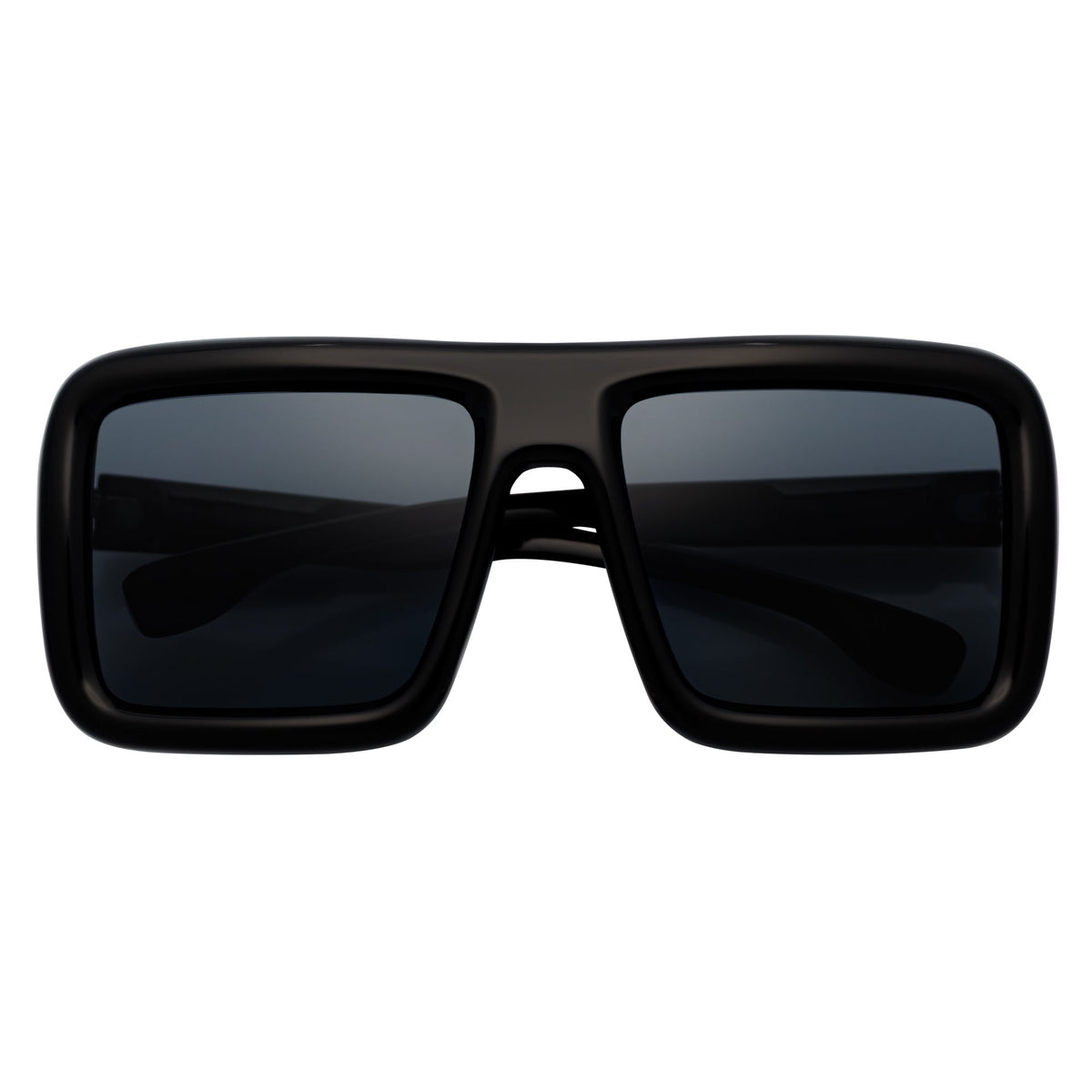 BLOQUE - Oversized Thick Flat Top Square Sunglasses Black Smoke