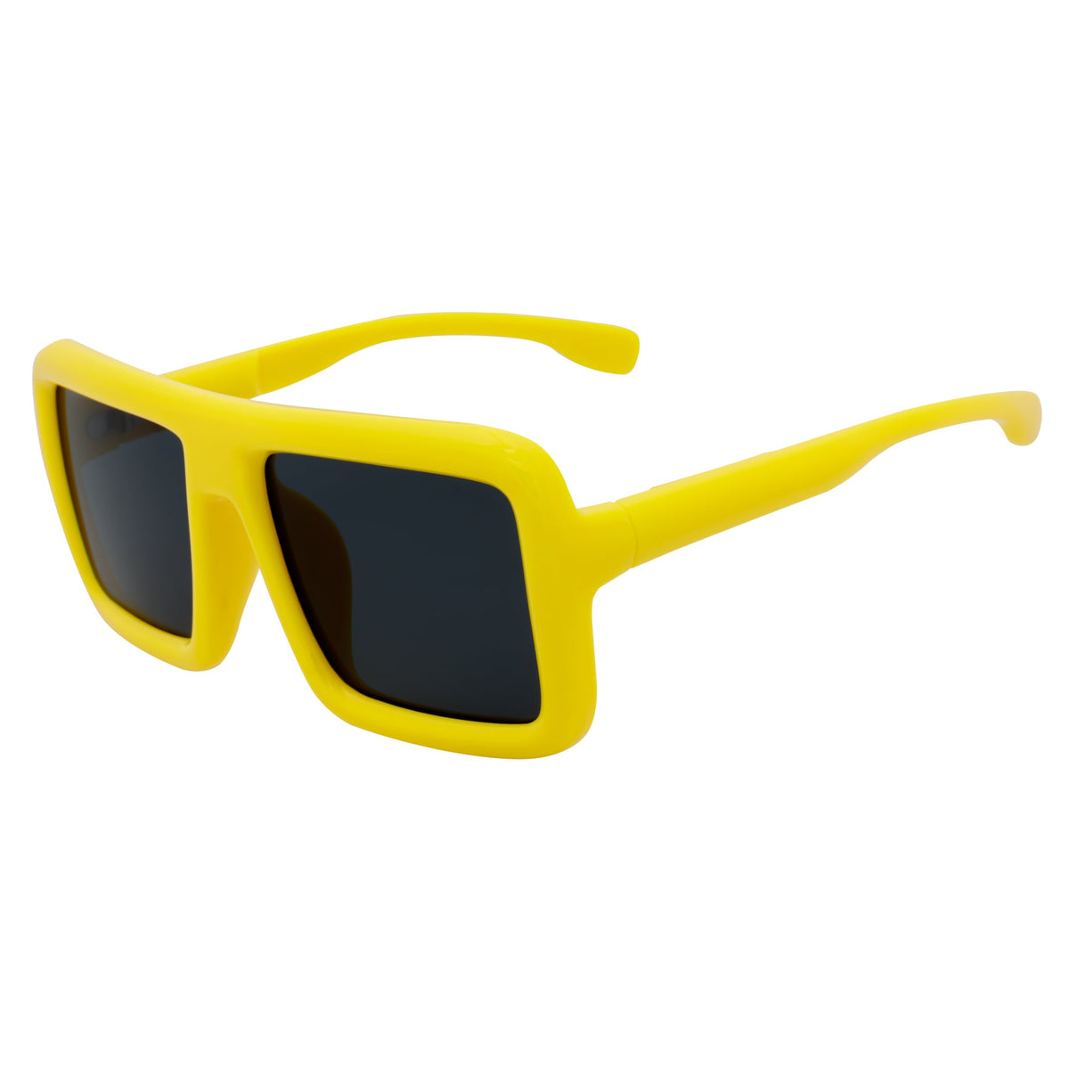 BLOQUE - Oversized Thick Flat Top Square Sunglasses Yellow Smoke