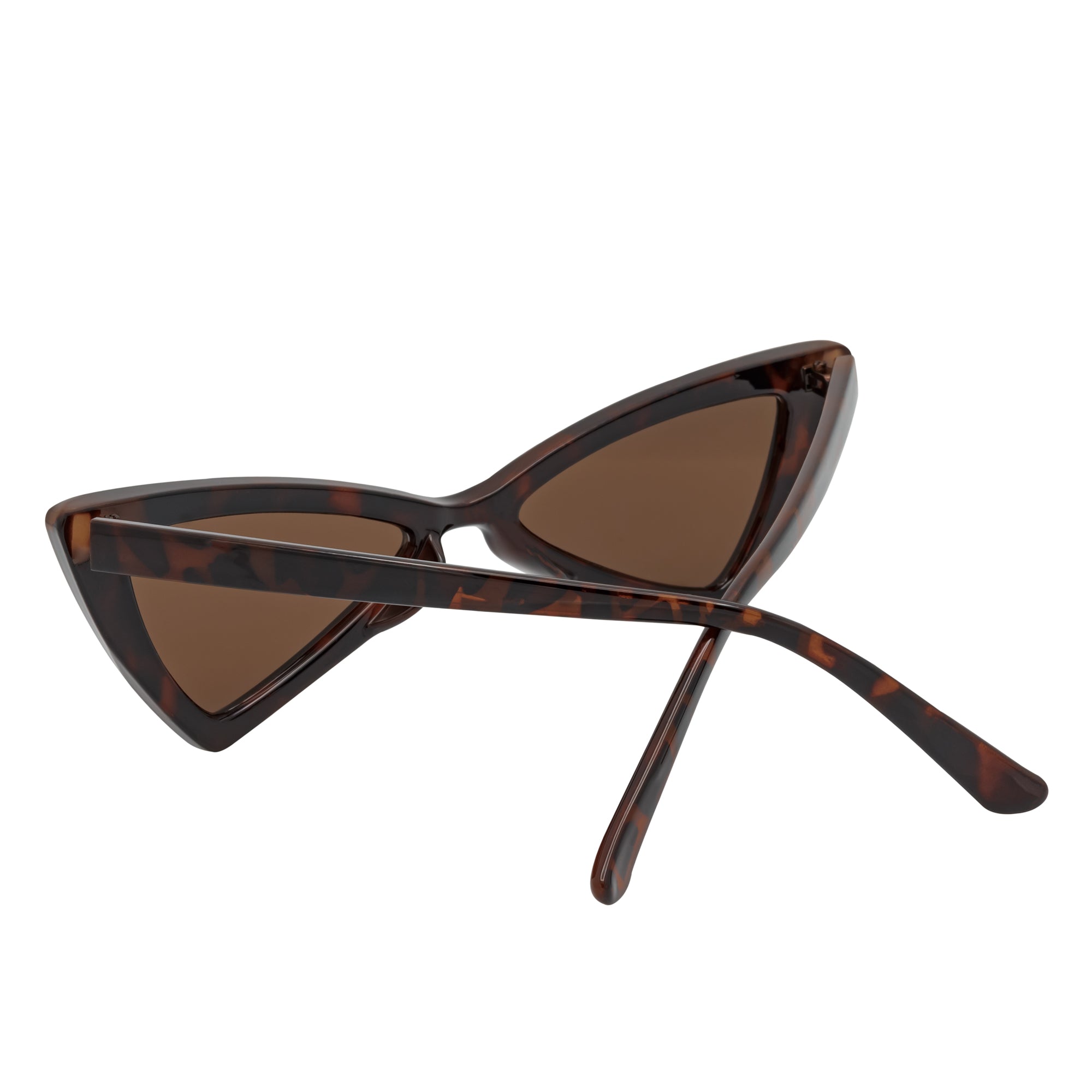 BOWTIE - Triangle Pointed 1990s Small Cat Eye Sunglasses Tortoise Brown Lens