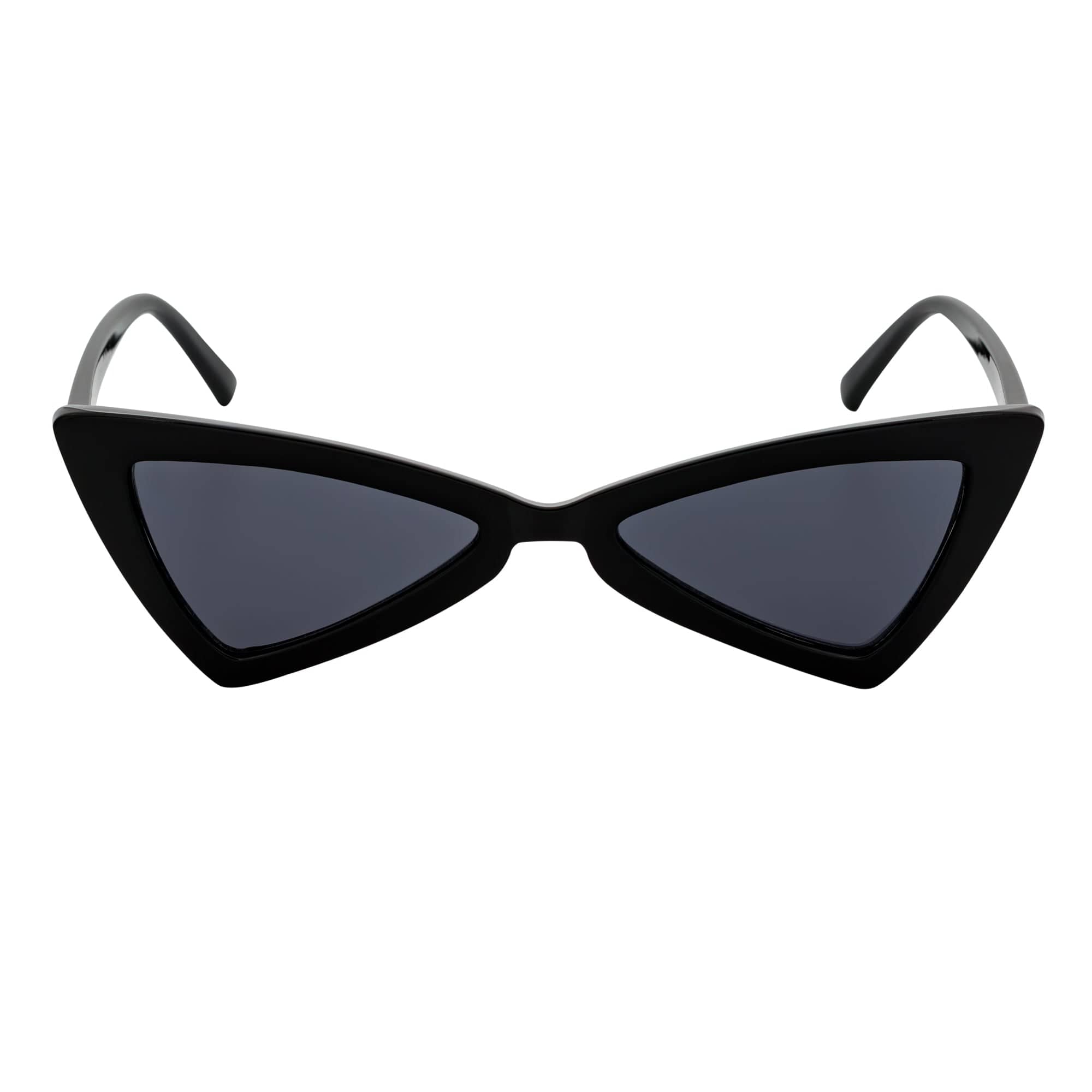BOWTIE - Triangle Pointed 90s Fashion Small Cat Eye Sunglasses Black Smoke Lens