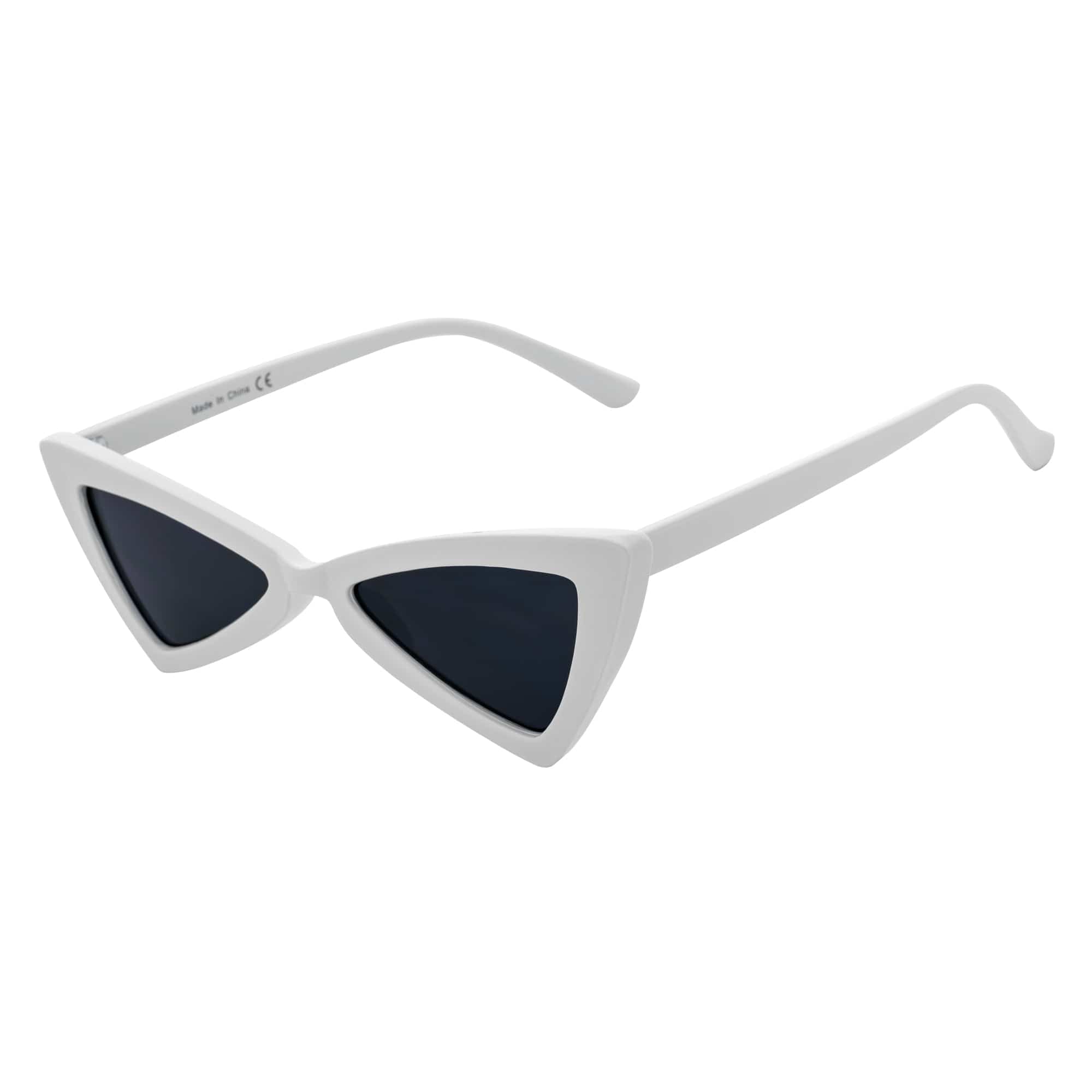 BOWTIE - Triangle Pointed 90s Fashion Small Cat Eye Sunglasses White Smoke - MorspecsM1102-2