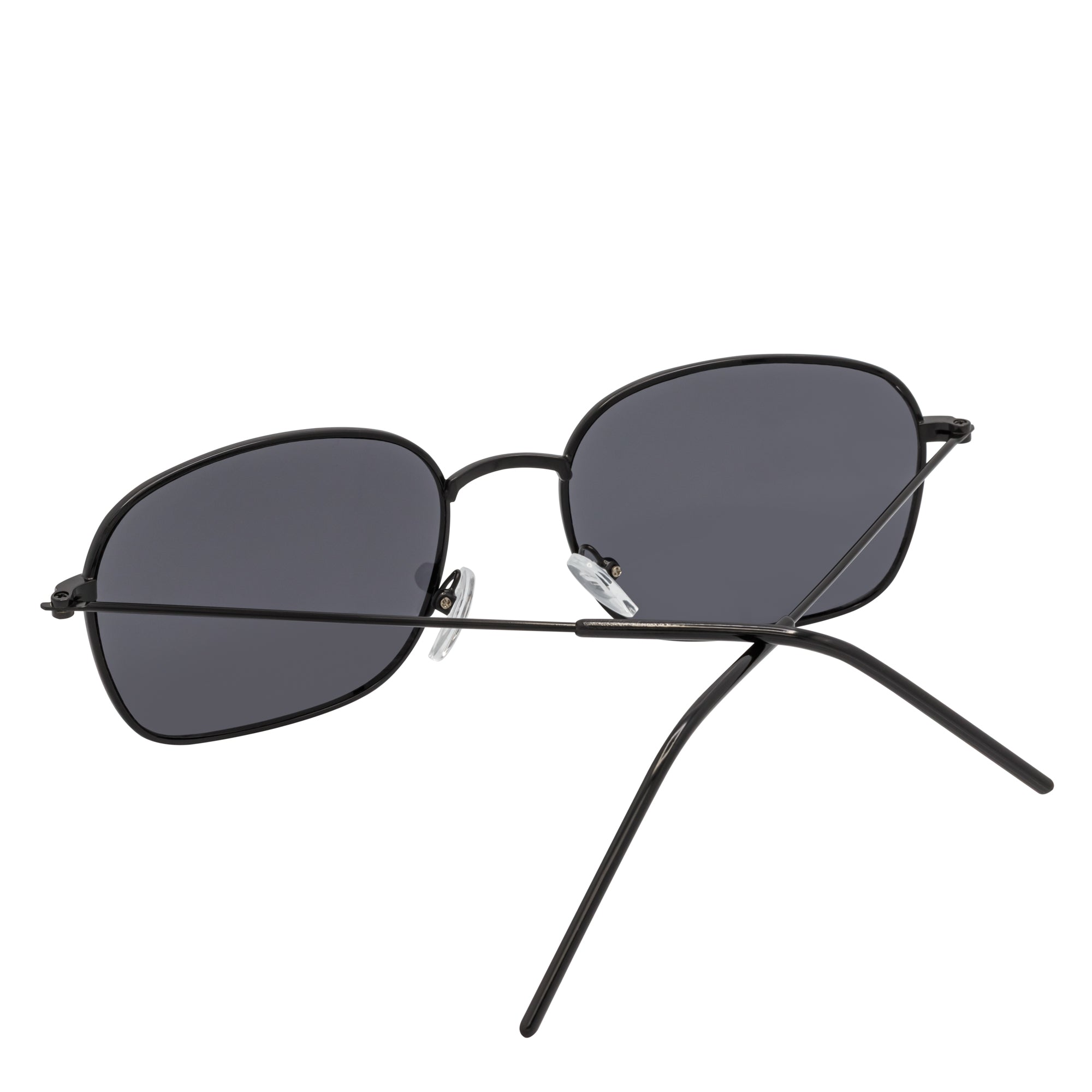 BRANDIN - Classic Square Thin Metal Sunglasses Black Smoke