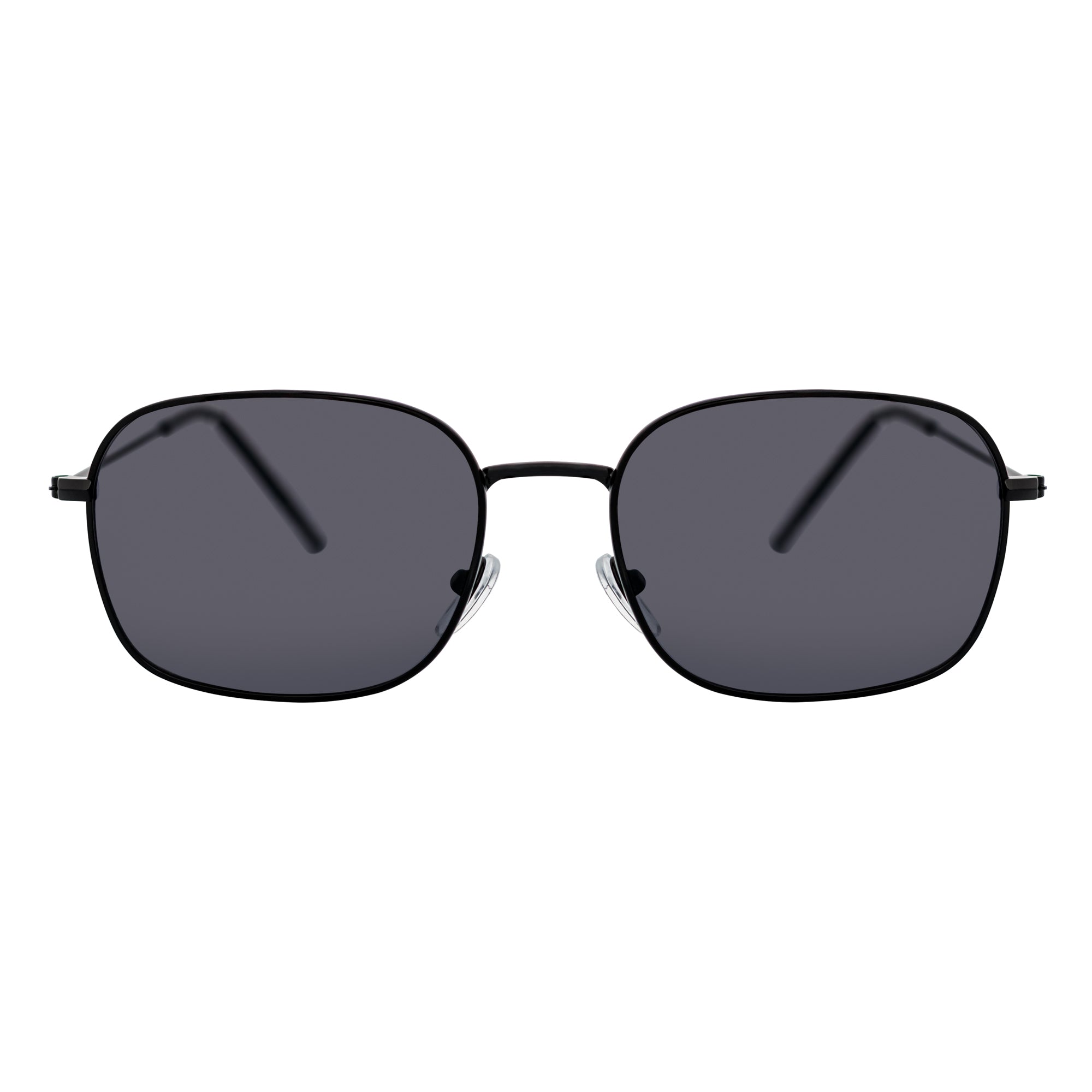 BRANDIN - Classic Square Thin Metal Sunglasses Black Smoke