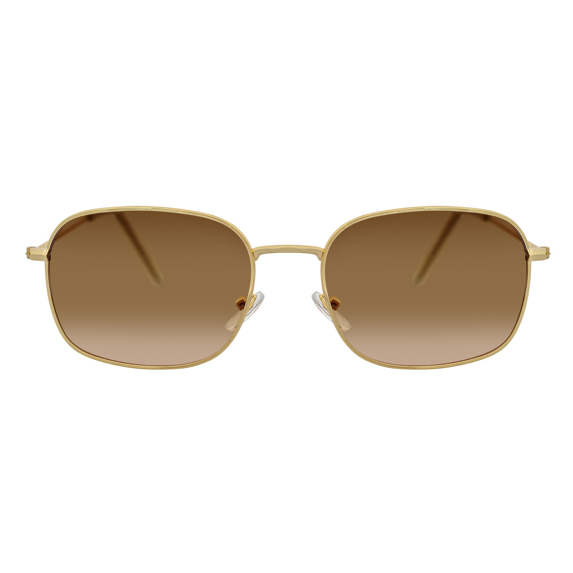 BRANDIN - Classic Square Thin Metal Sunglasses Gold Amber Fade Lens