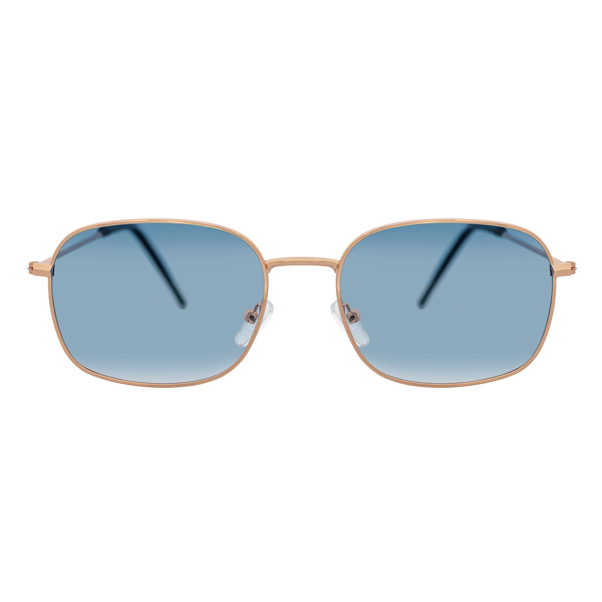 BRANDIN - Classic Square Thin Metal Sunglasses Gold Blue Fade