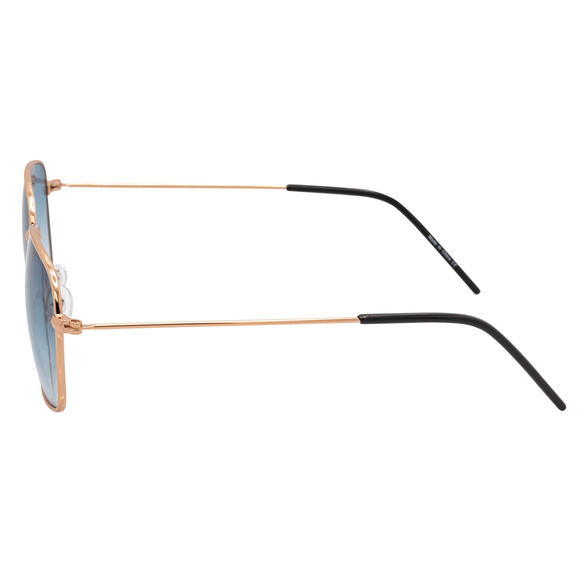 BRANDIN - Classic Square Thin Metal Sunglasses Gold Blue Fade