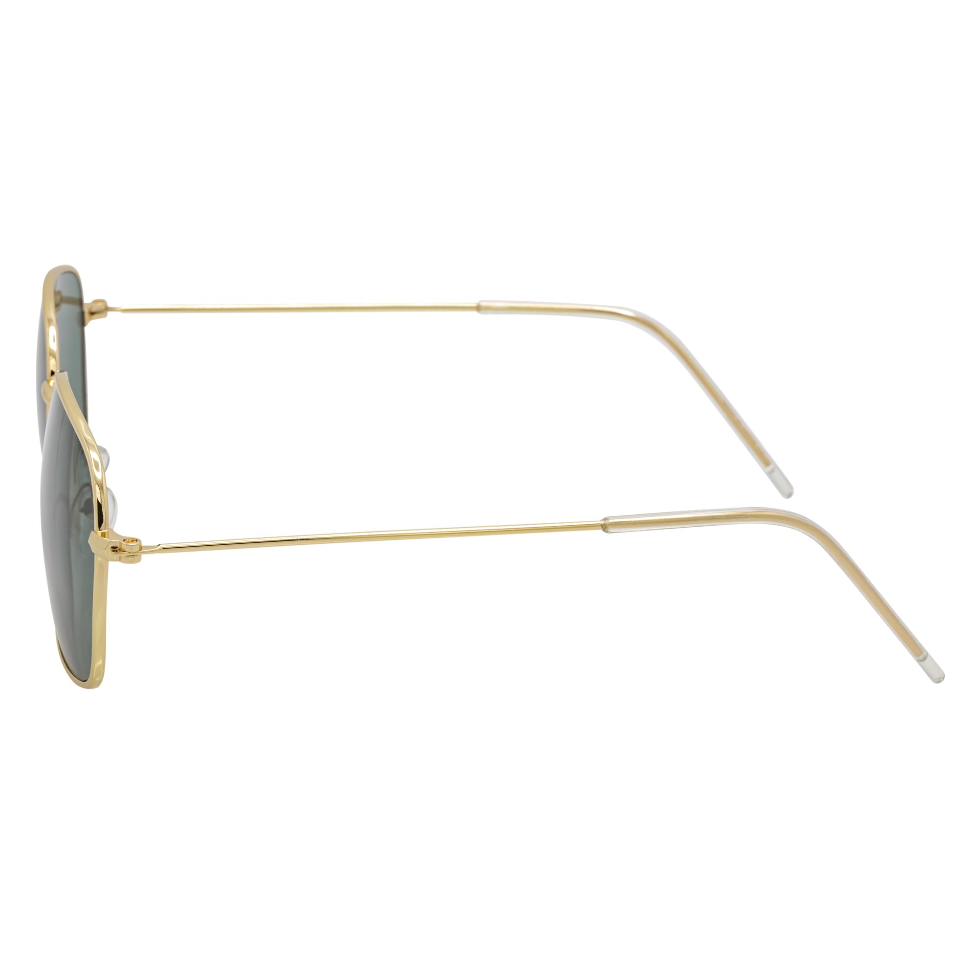 BRANDIN - Classic Square Thin Metal Sunglasses Gold Green Lens