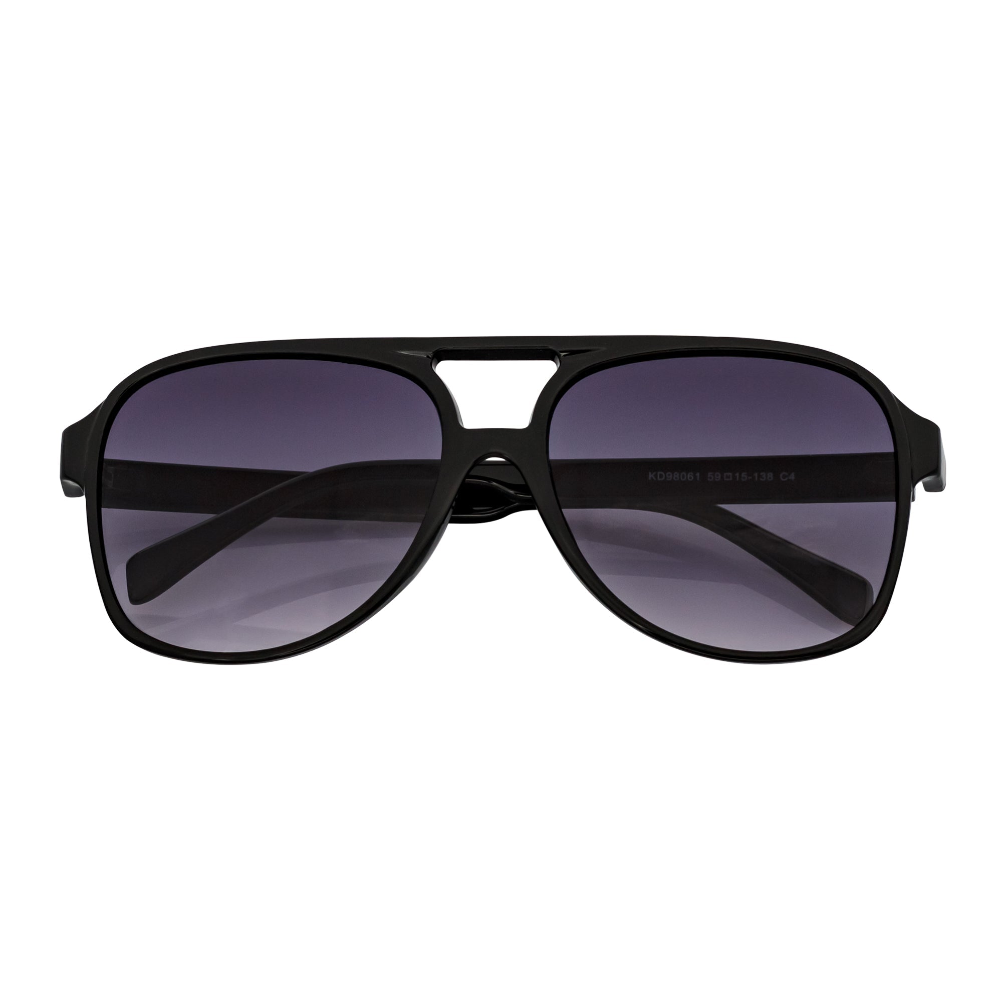 BRASCO - Classic Plastic Teardrop Aviator Black Sunglasses Lavender Fade Lens