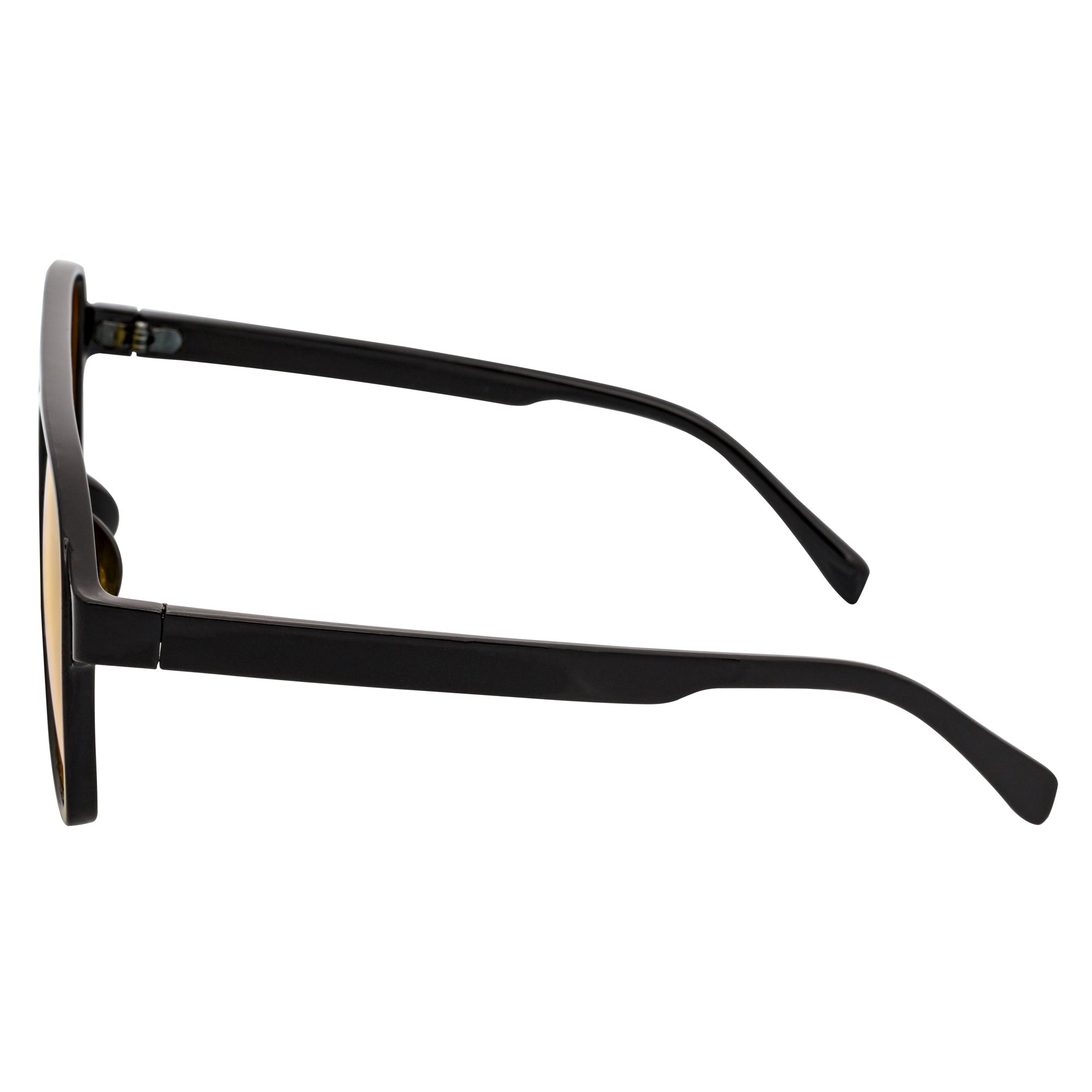 BRASCO - Classic Plastic Teardrop Aviator Black Sunglasses Yellow Tint Lens