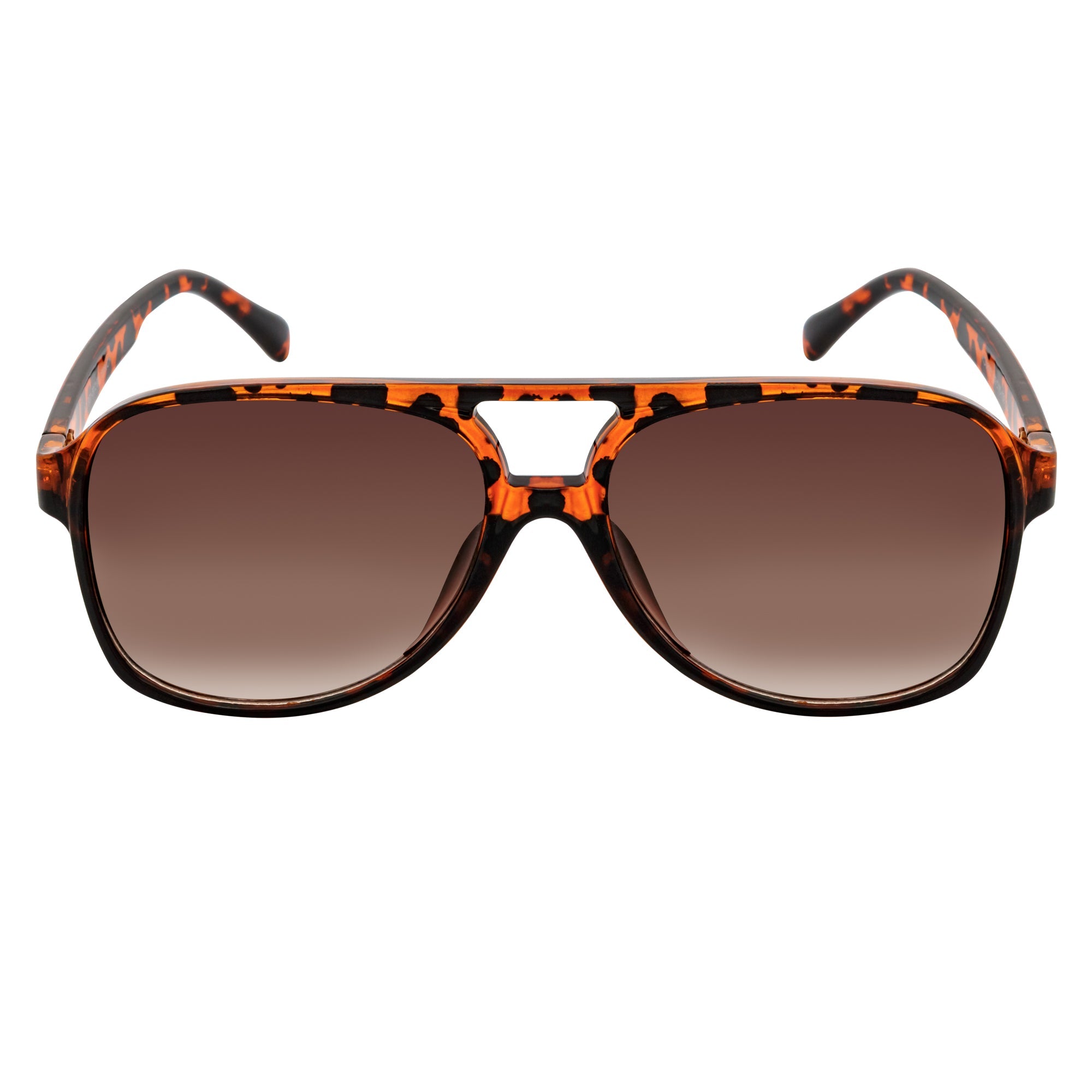 BRASCO - Classic Plastic Teardrop Aviator Tortoise Sunglasses Amber Fade Lens