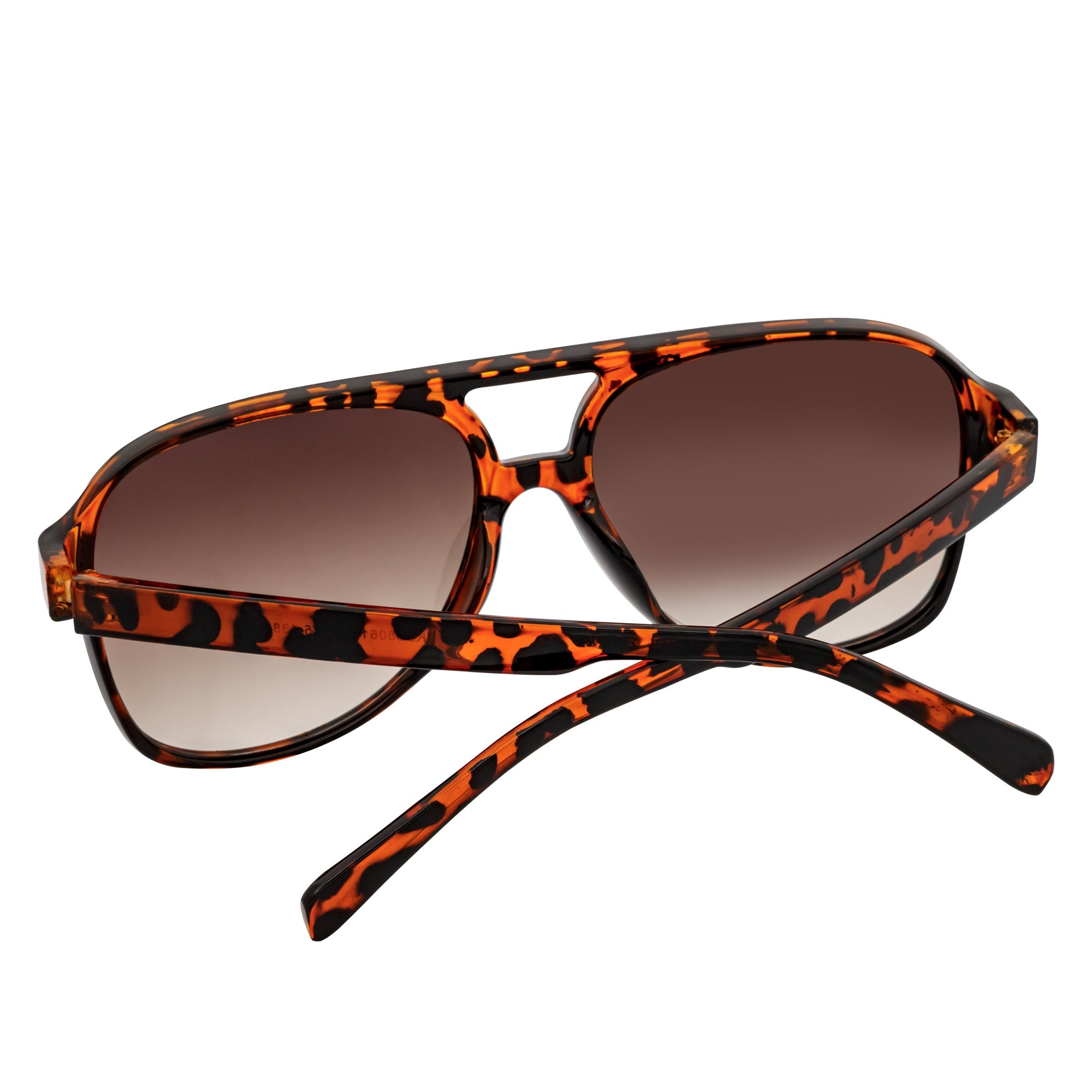 BRASCO - Classic Plastic Teardrop Aviator Tortoise Sunglasses Amber Fade Lens