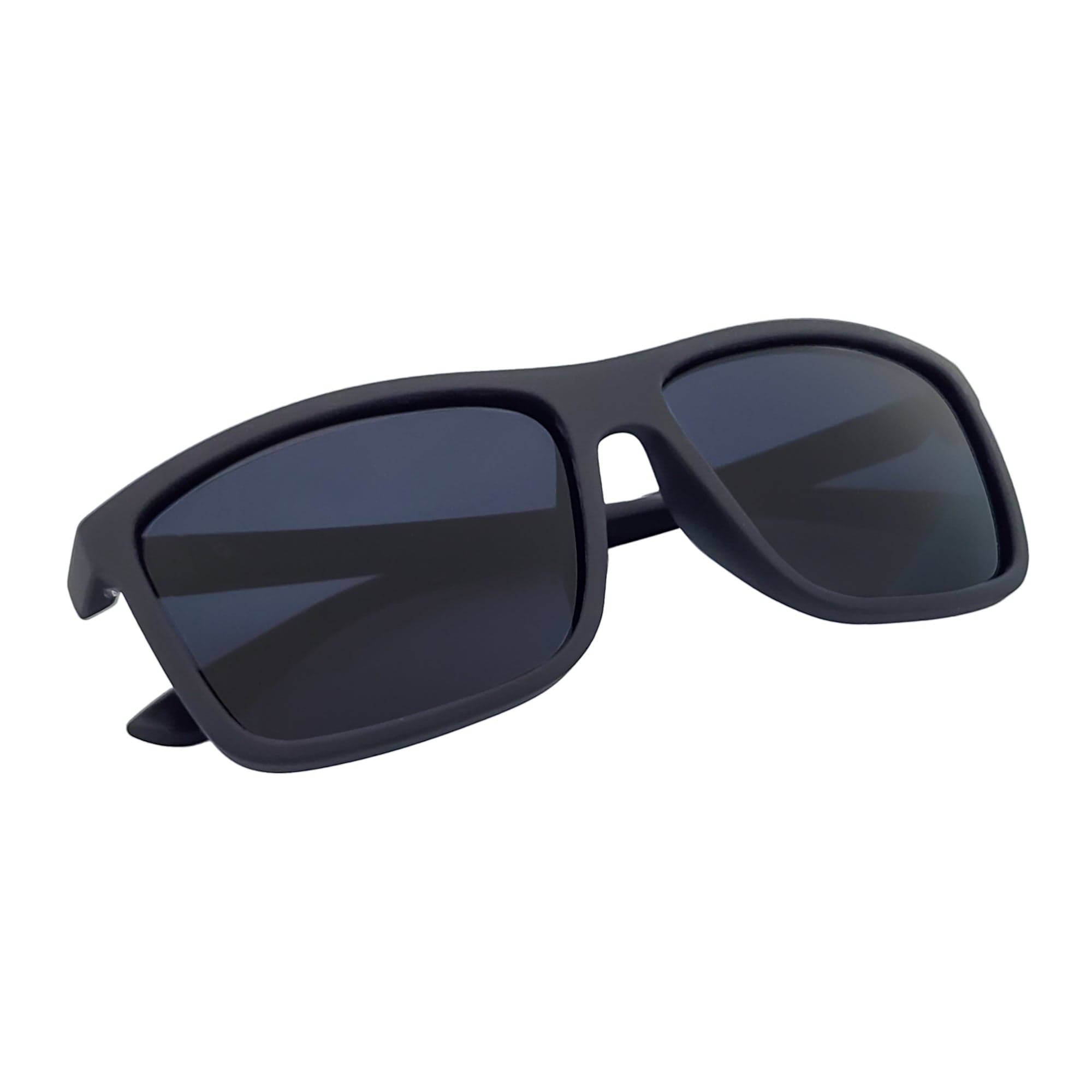 BRISTOL - Polarized Modern Rectangle Sunglasses Soft Matte Black Dark Smoke Tint