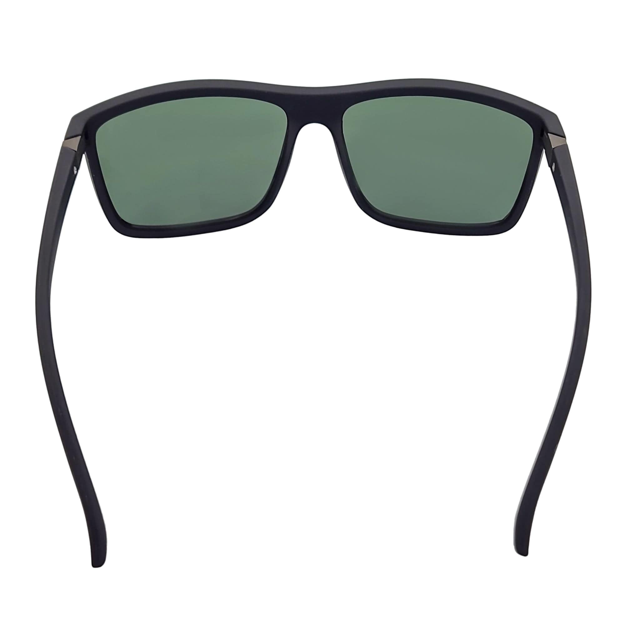 BRISTOL - Polarized Modern Rectangle Sunglasses Soft Matte Black Green Tint