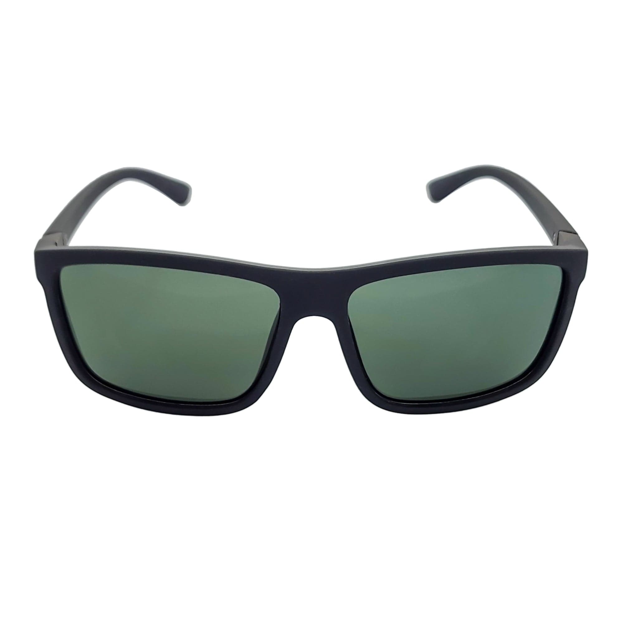 BRISTOL - Polarized Modern Rectangle Sunglasses Soft Matte Black Green Tint