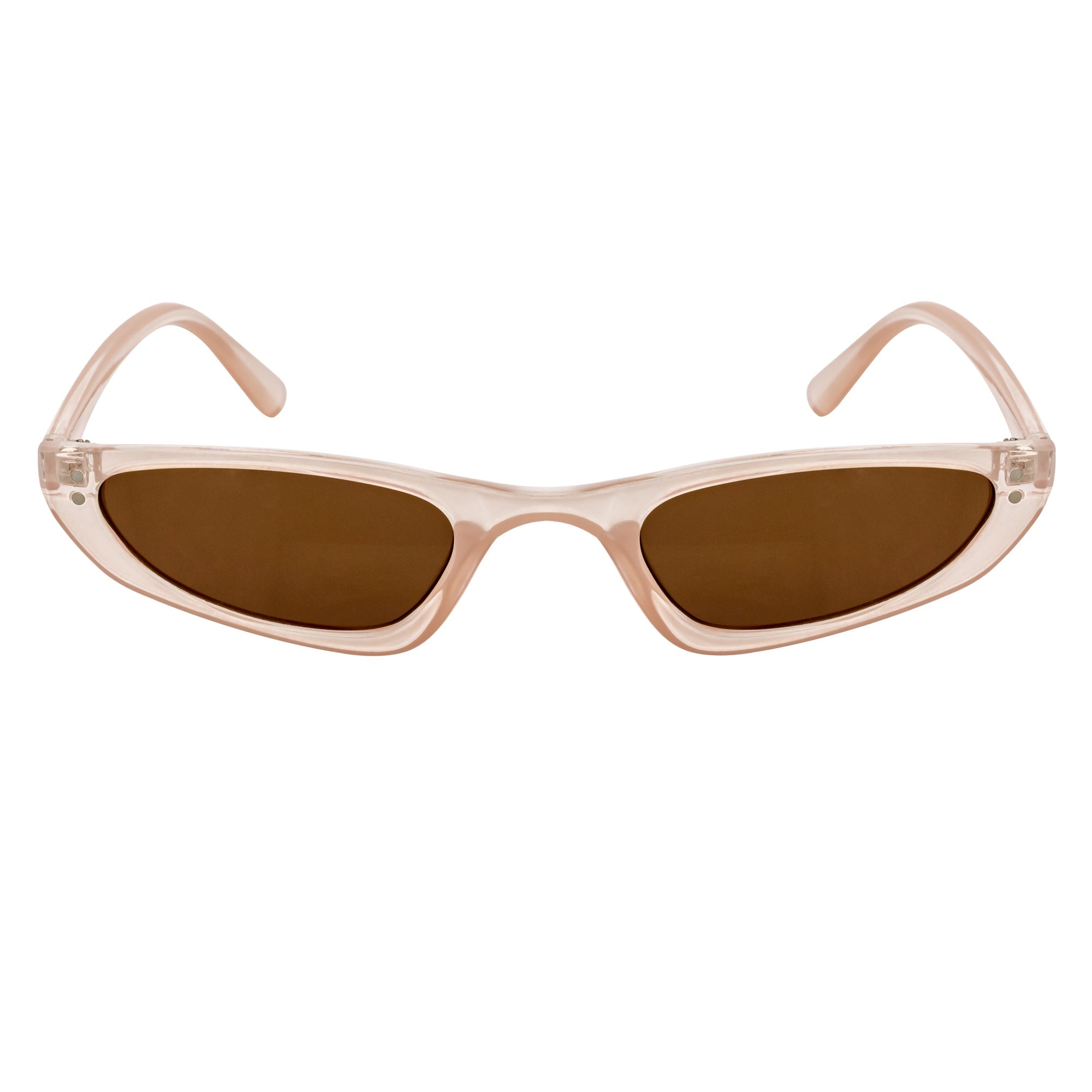 BURMESE - Retro Small Hexagonal Cat Eye Clear Beige Sunglasses Brown Lens