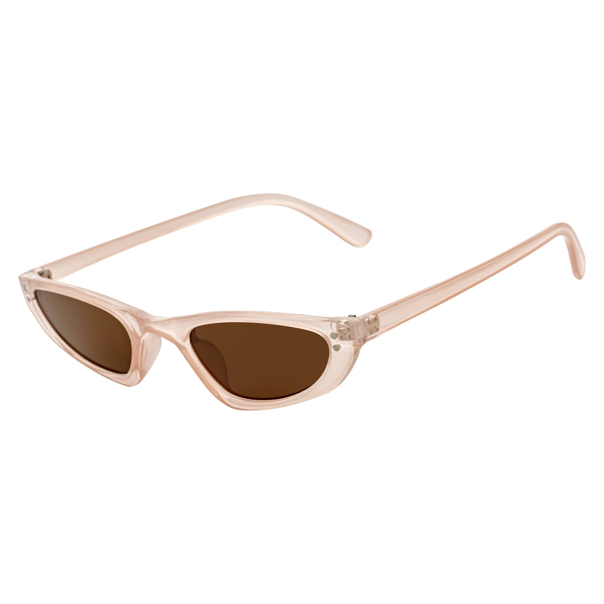 BURMESE - Retro Small Hexagonal Cat Eye Clear Beige Sunglasses Brown Lens