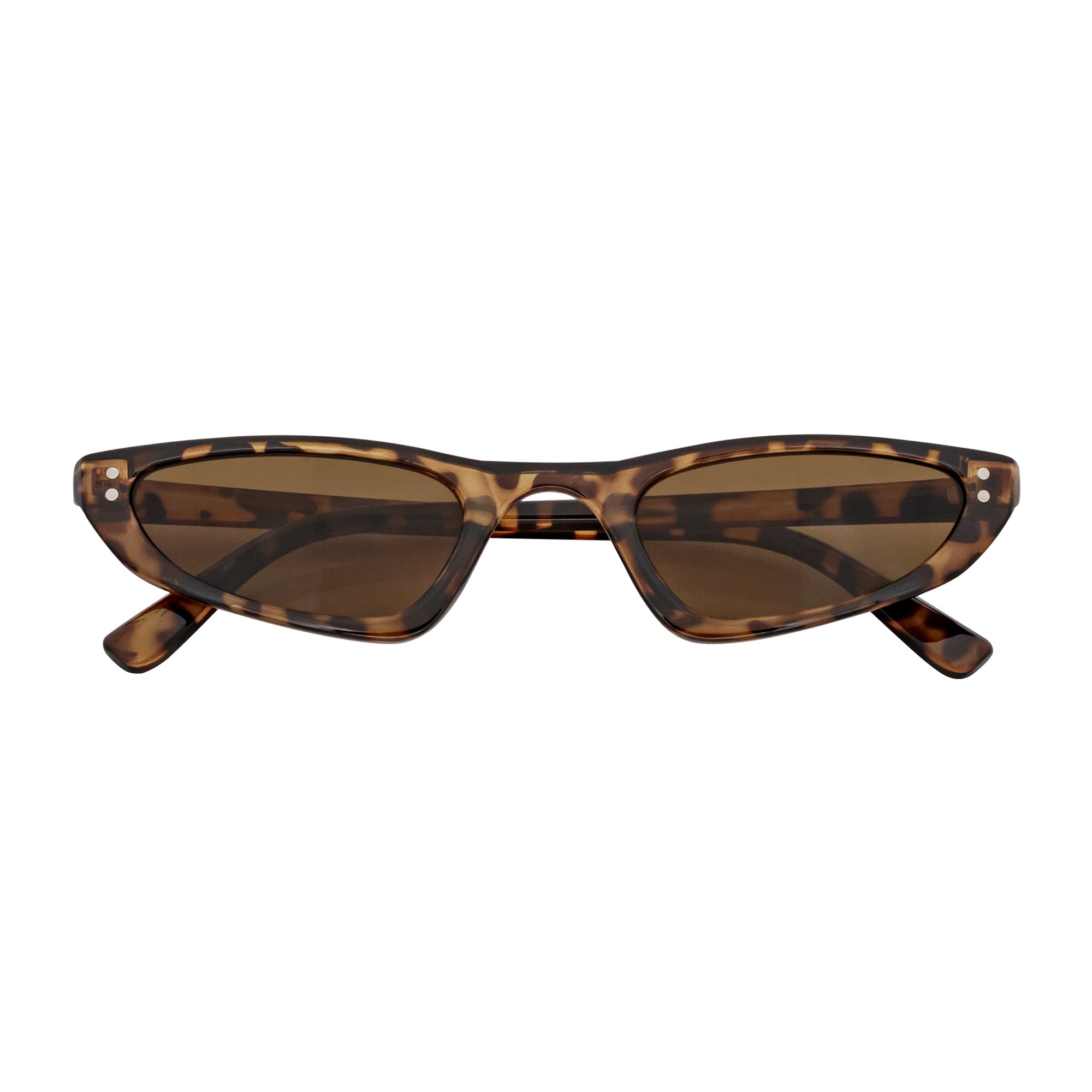 BURMESE - Retro Small Hexagonal Cat Eye Tortoise Sunglasses Brown Lens