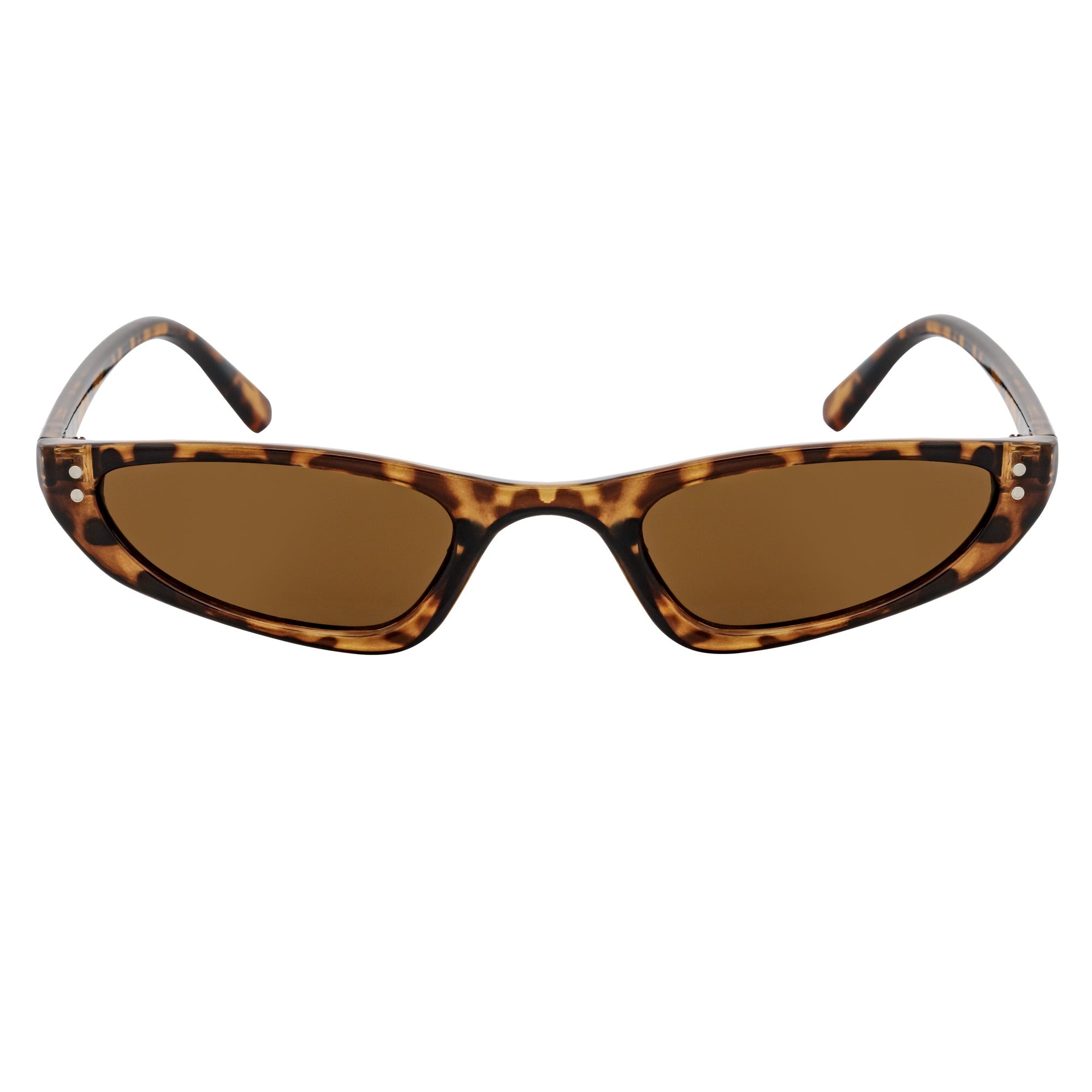 BURMESE - Retro Small Hexagonal Cat Eye Tortoise Sunglasses Brown Lens