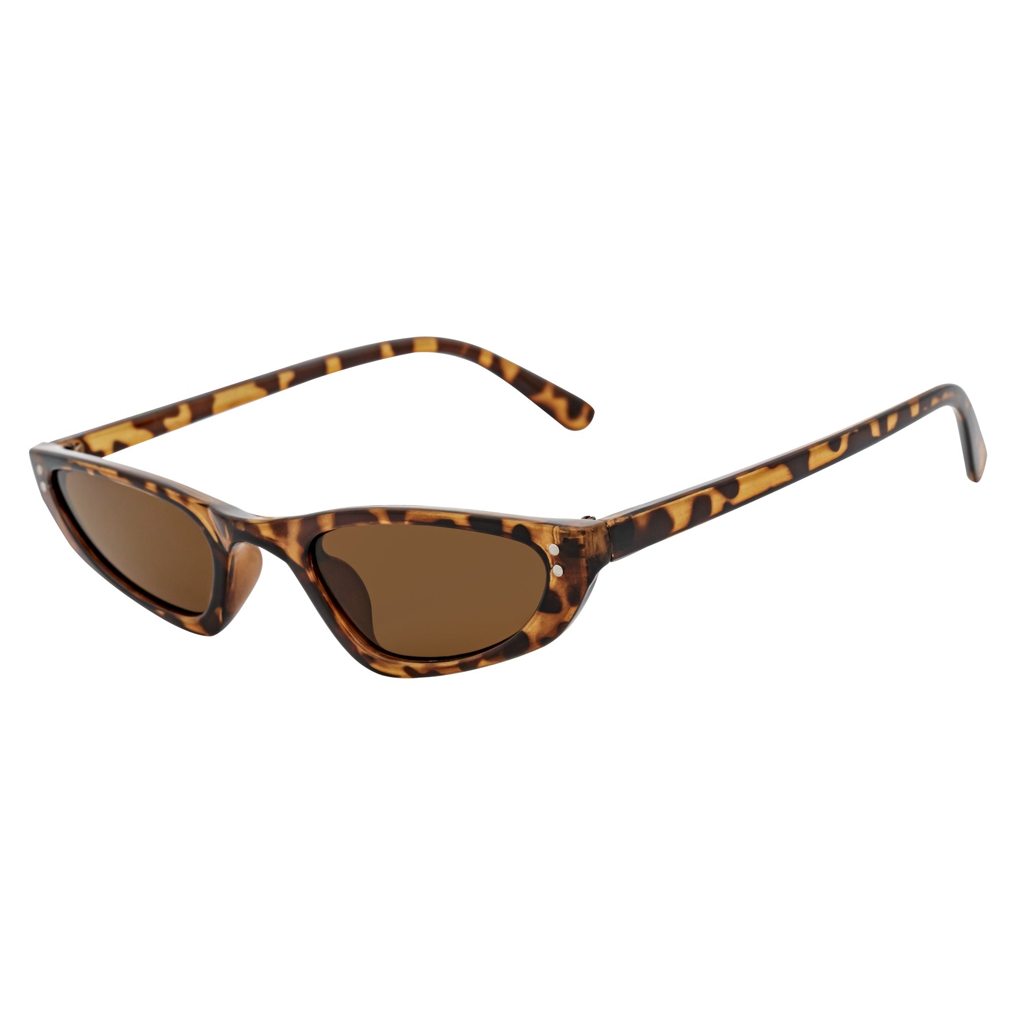 BURMESE - Retro Small Hexagonal Cat Eye Tortoise Sunglasses Brown Lens