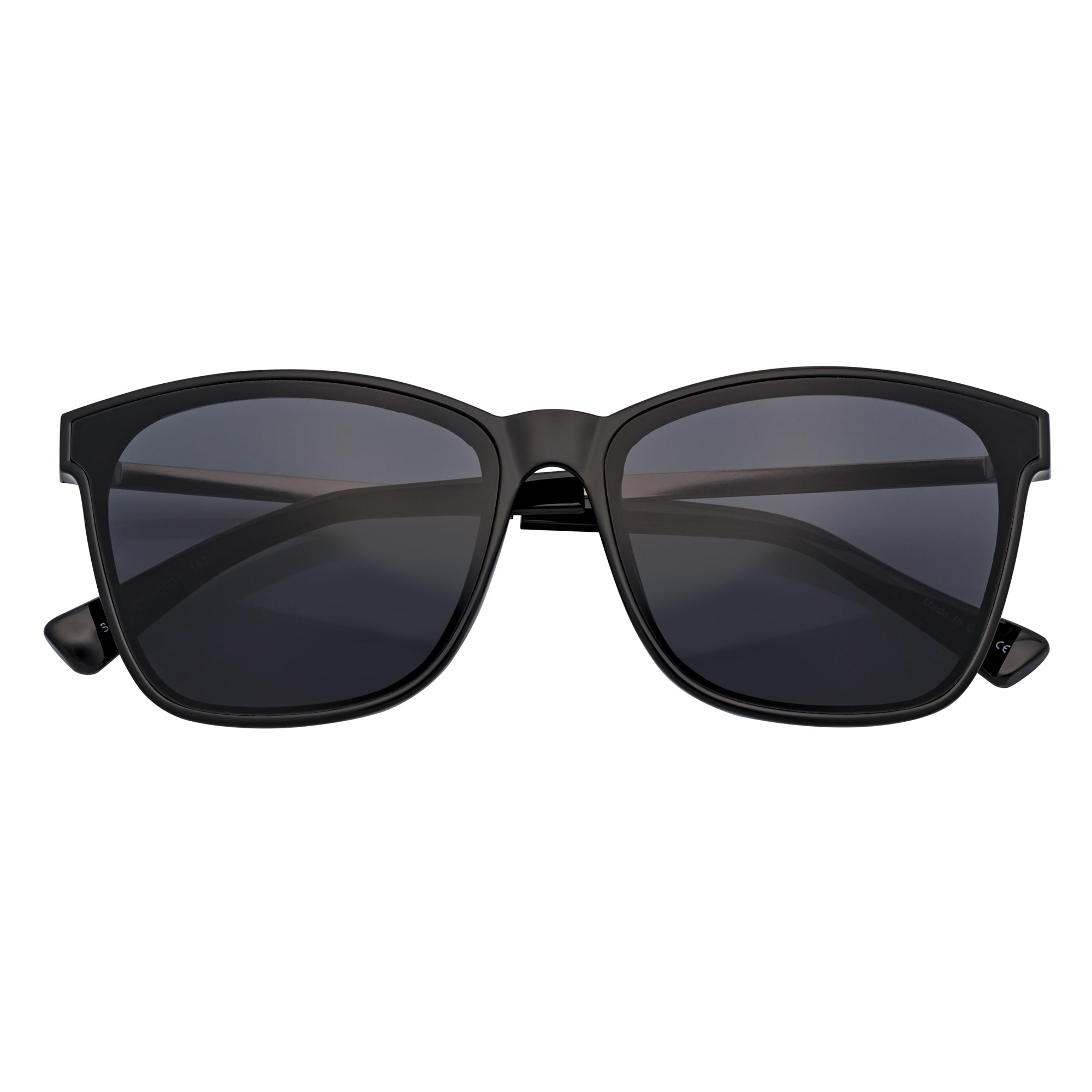 CAPRI - Large Horn Rimmed Metal Temple Sunglasses Black Smoke