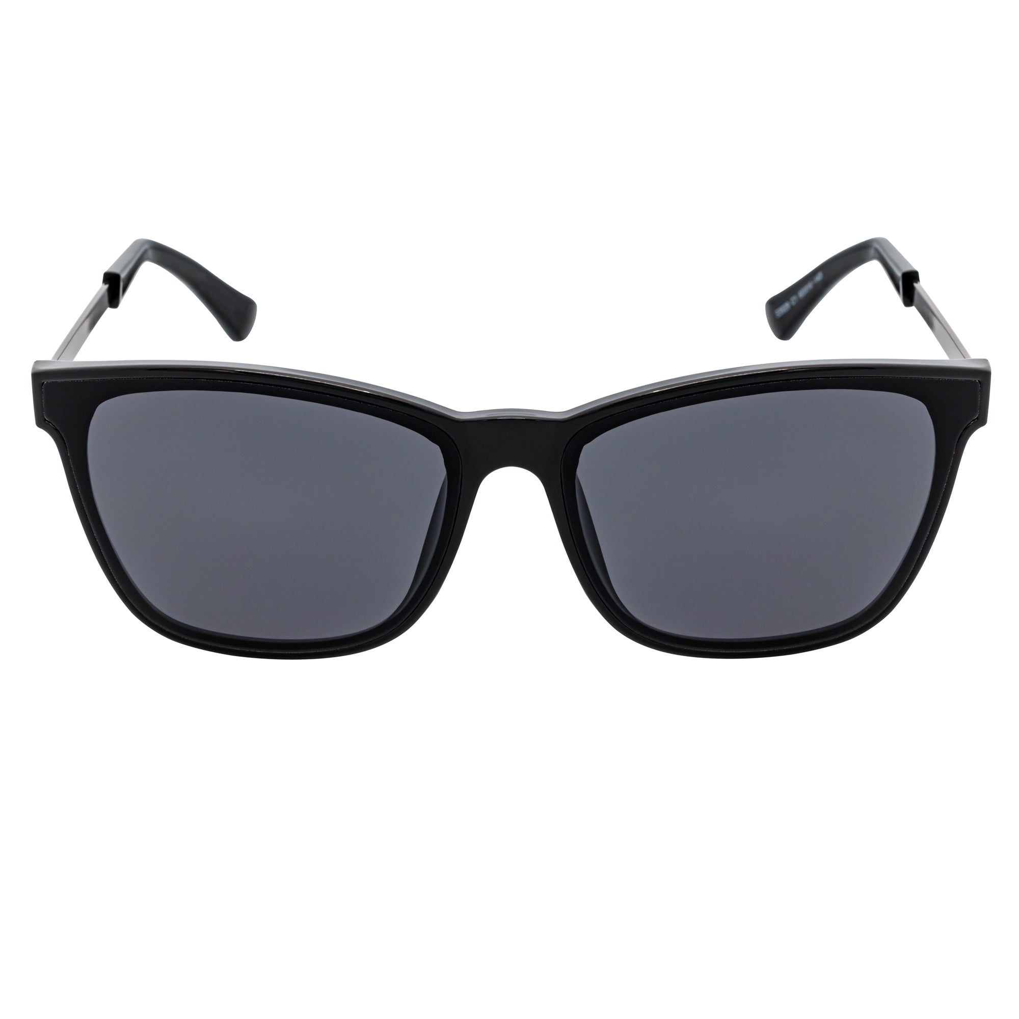 CAPRI - Large Horn Rimmed Metal Temple Sunglasses Black Smoke