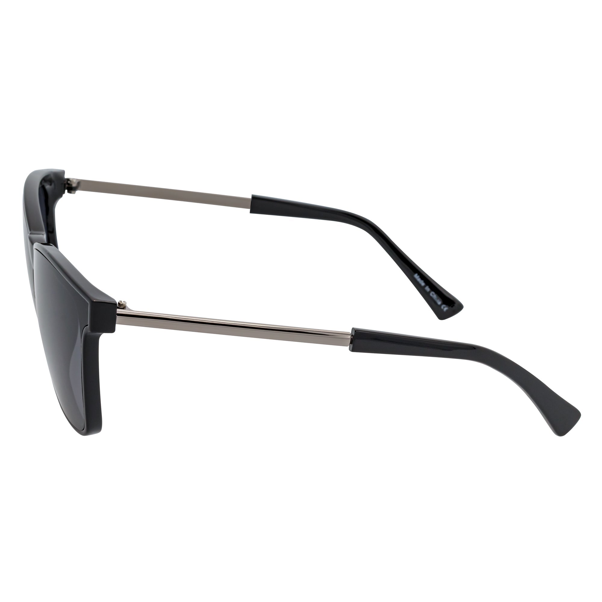 CAPRI - Large Horn Rimmed Metal Temple Sunglasses Black Smoke