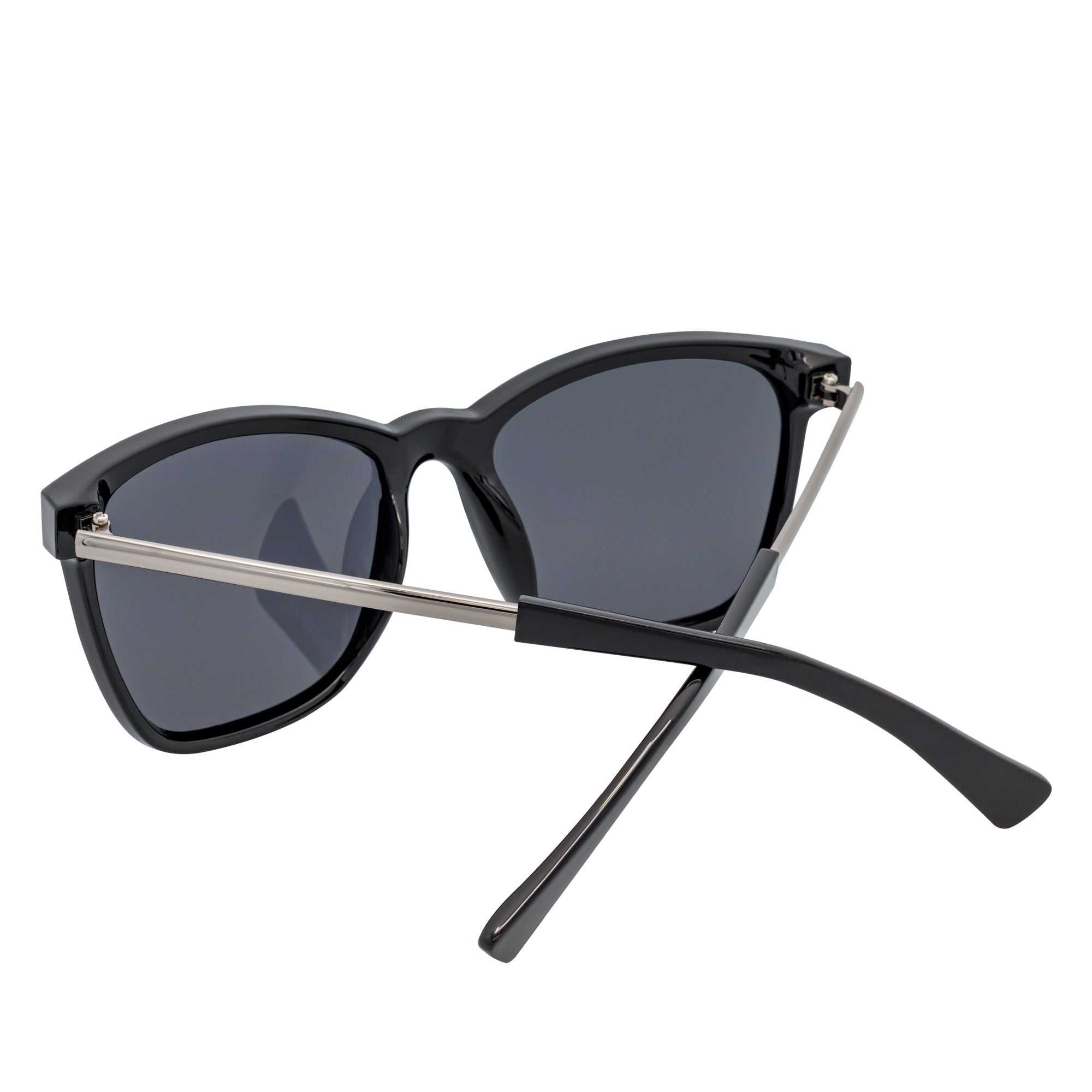 CAPRI - Large Horn Rimmed Metal Temple Sunglasses Black Smoke
