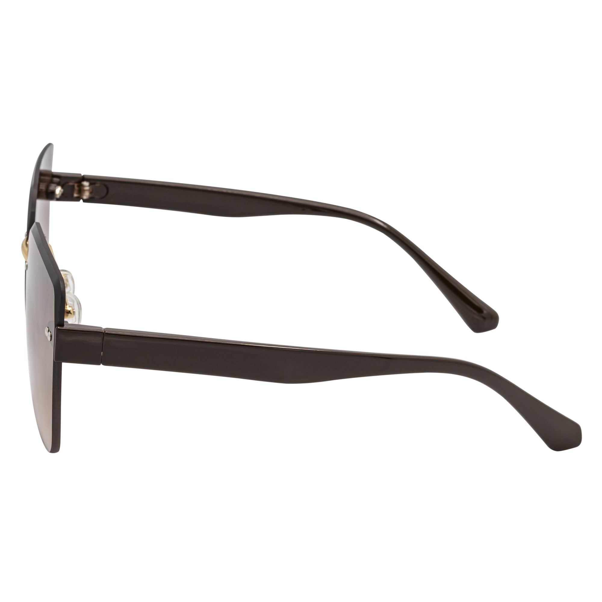 CASCADE - Rimless Oversize Square Brown Sunglasses Gold Amber Lens