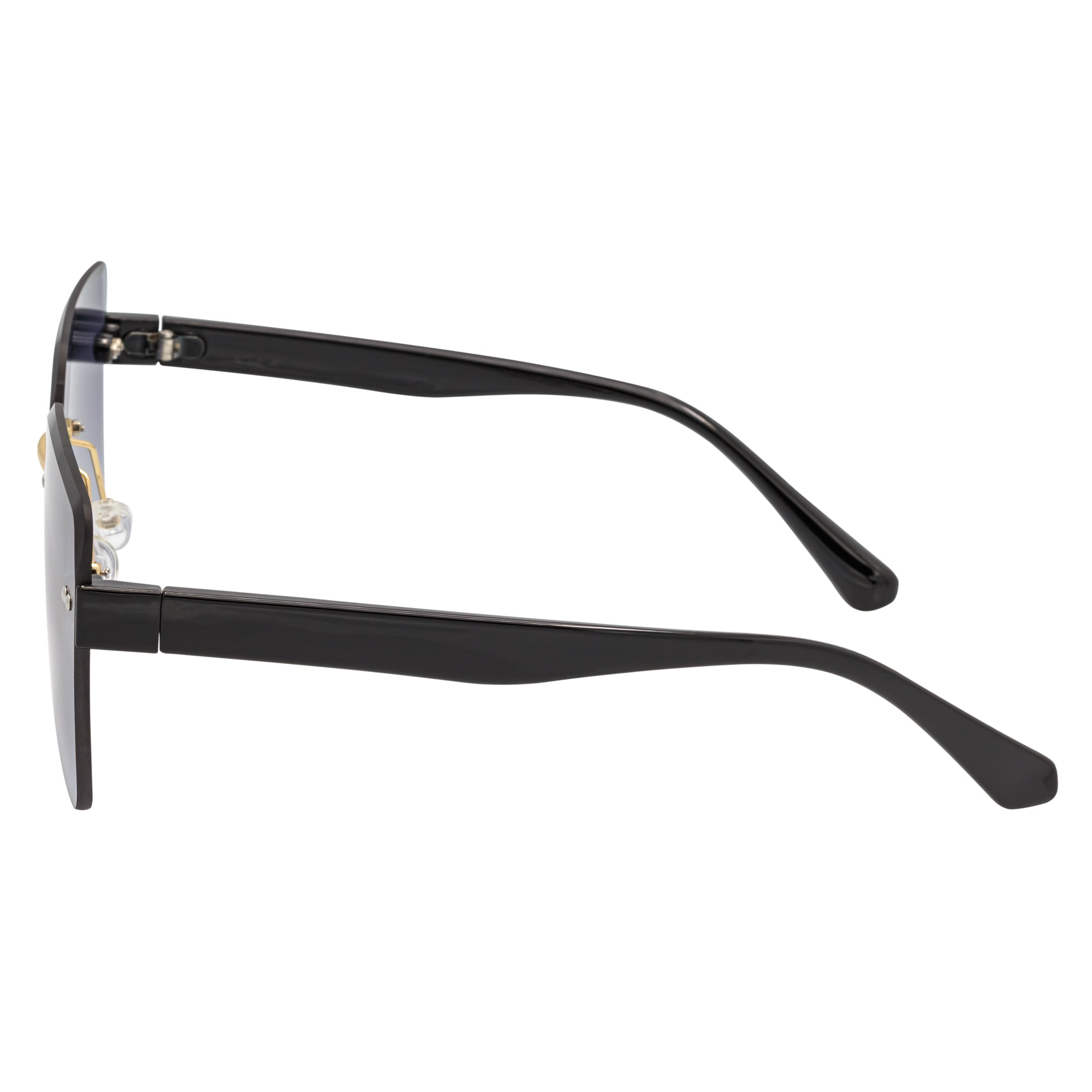 CASCADE - Rimless Oversize Square Sunglasses Black - Gold Lavender Lens