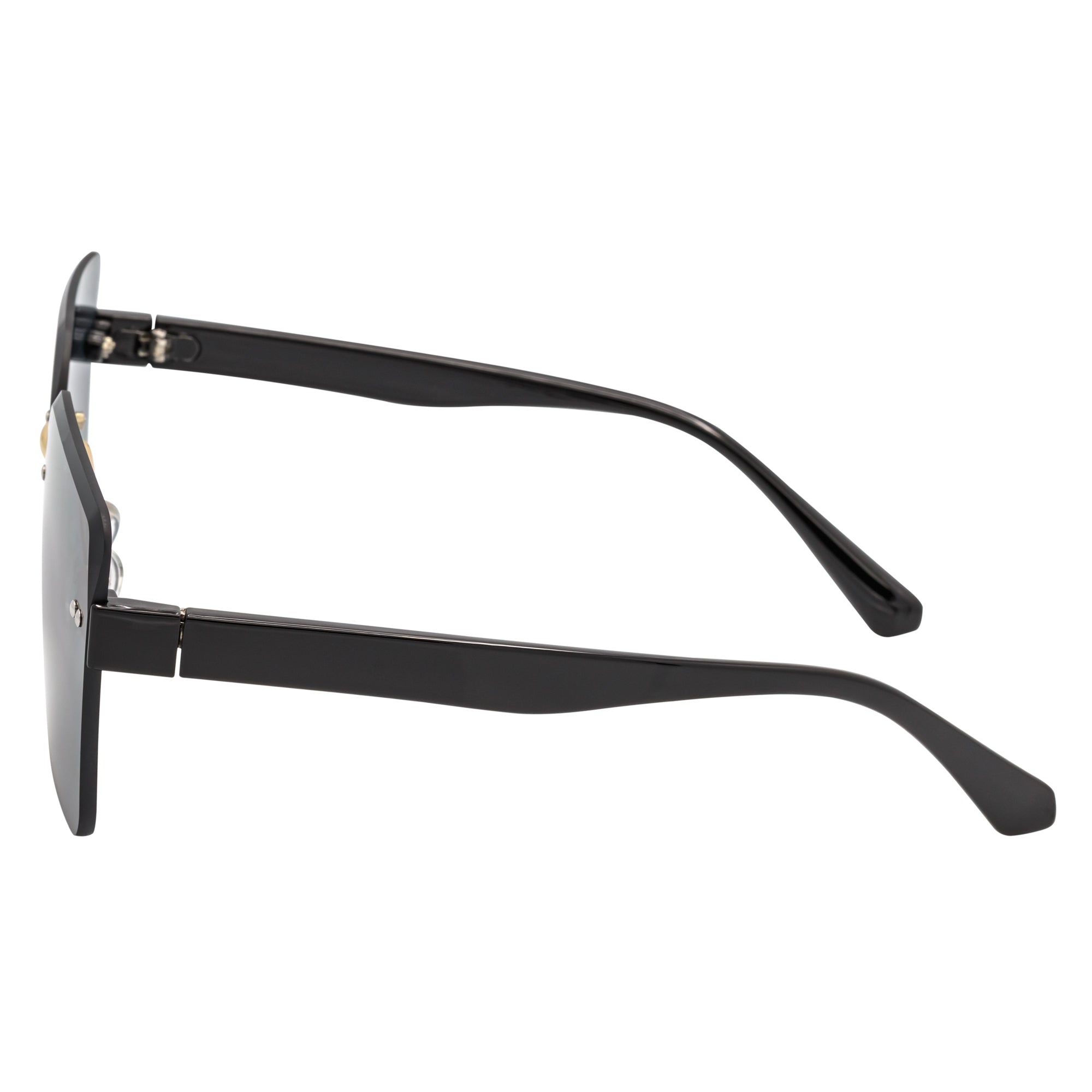 CASCADE - Rimless Oversize Square Sunglasses Black - Gold Smoke Lens