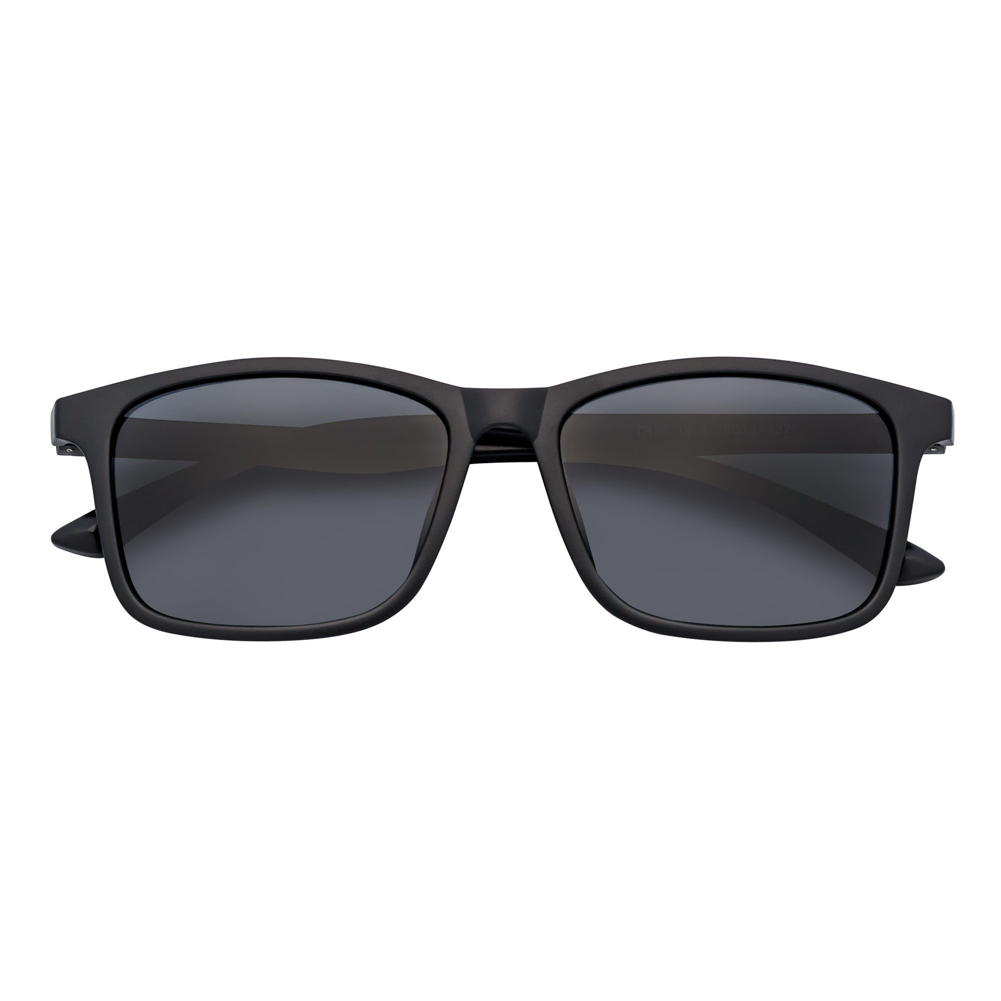 COMMUTER - Modern Polarized Horn Rimmed Matte Black Sunglasses Smoke