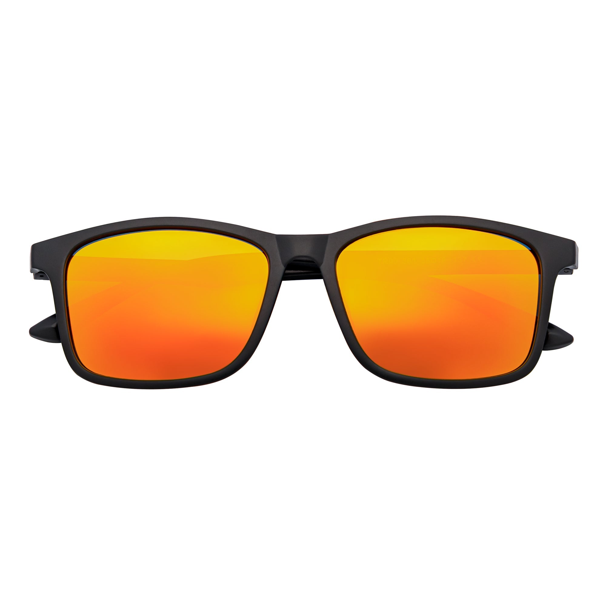 COMMUTER - Polarized Horn Rimmed Matte Black Sunglasses Orange Mirror