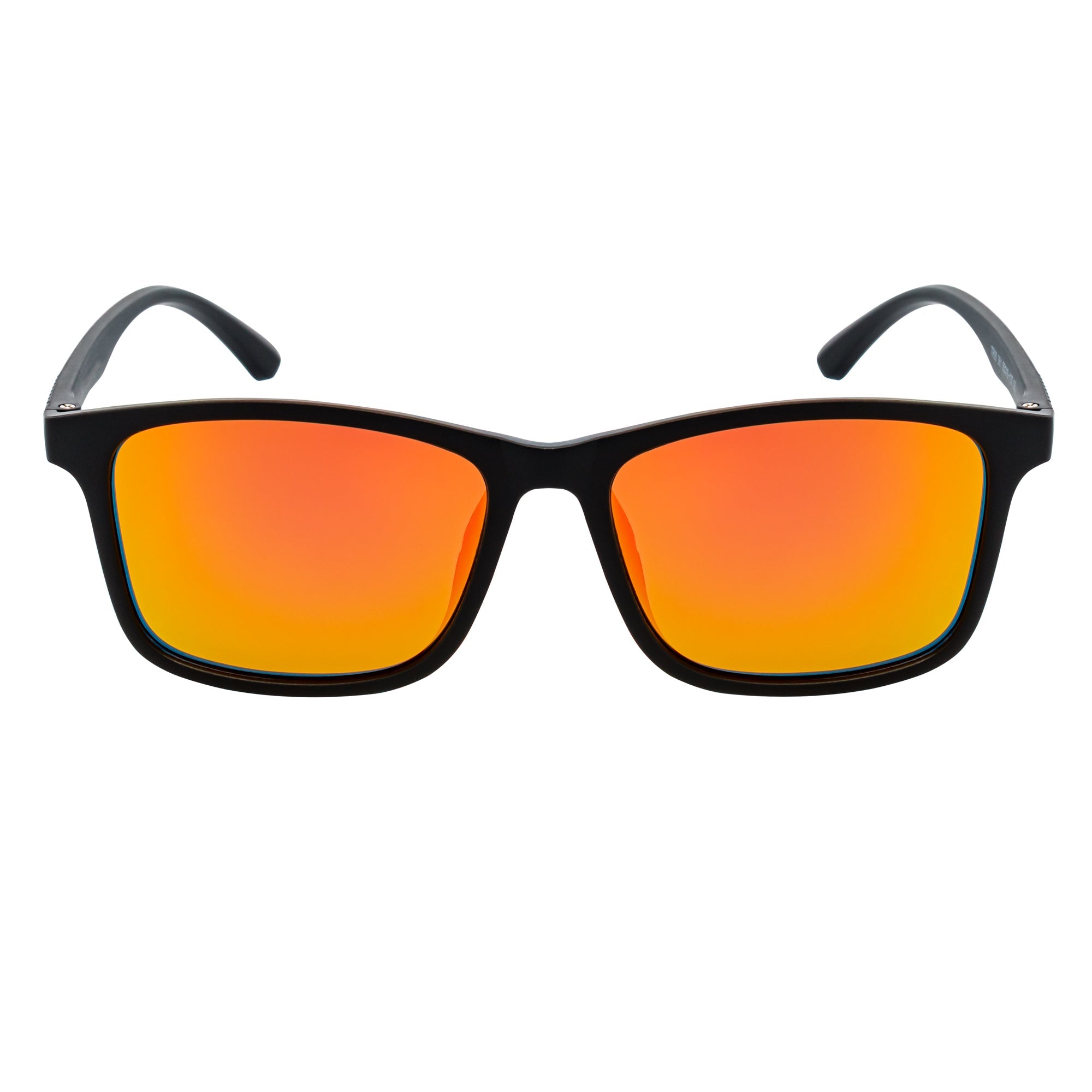 COMMUTER - Polarized Horn Rimmed Matte Black Sunglasses Orange Mirror