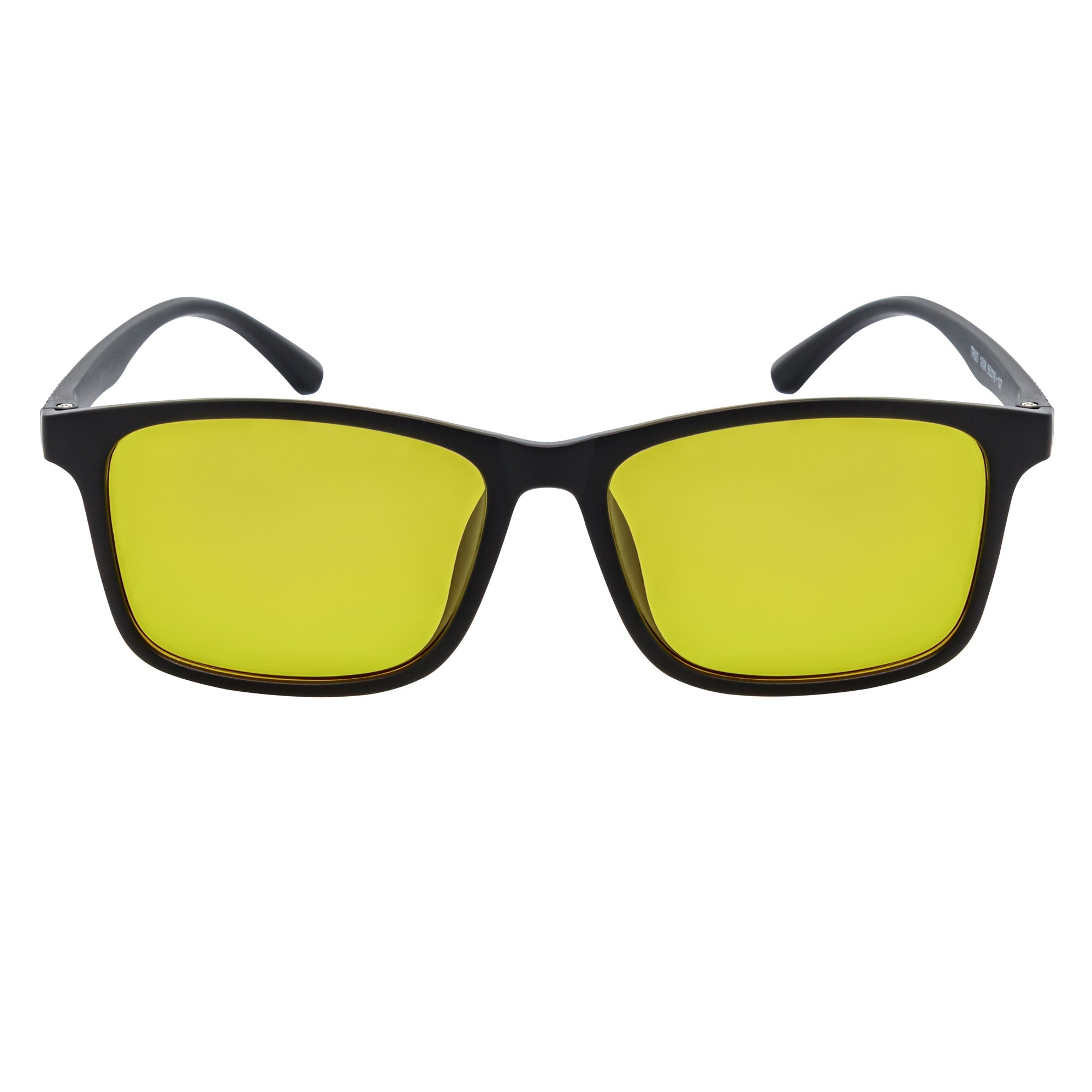 COMMUTER - Polarized Horn Rimmed Matte Black Sunglasses Yellow Lens