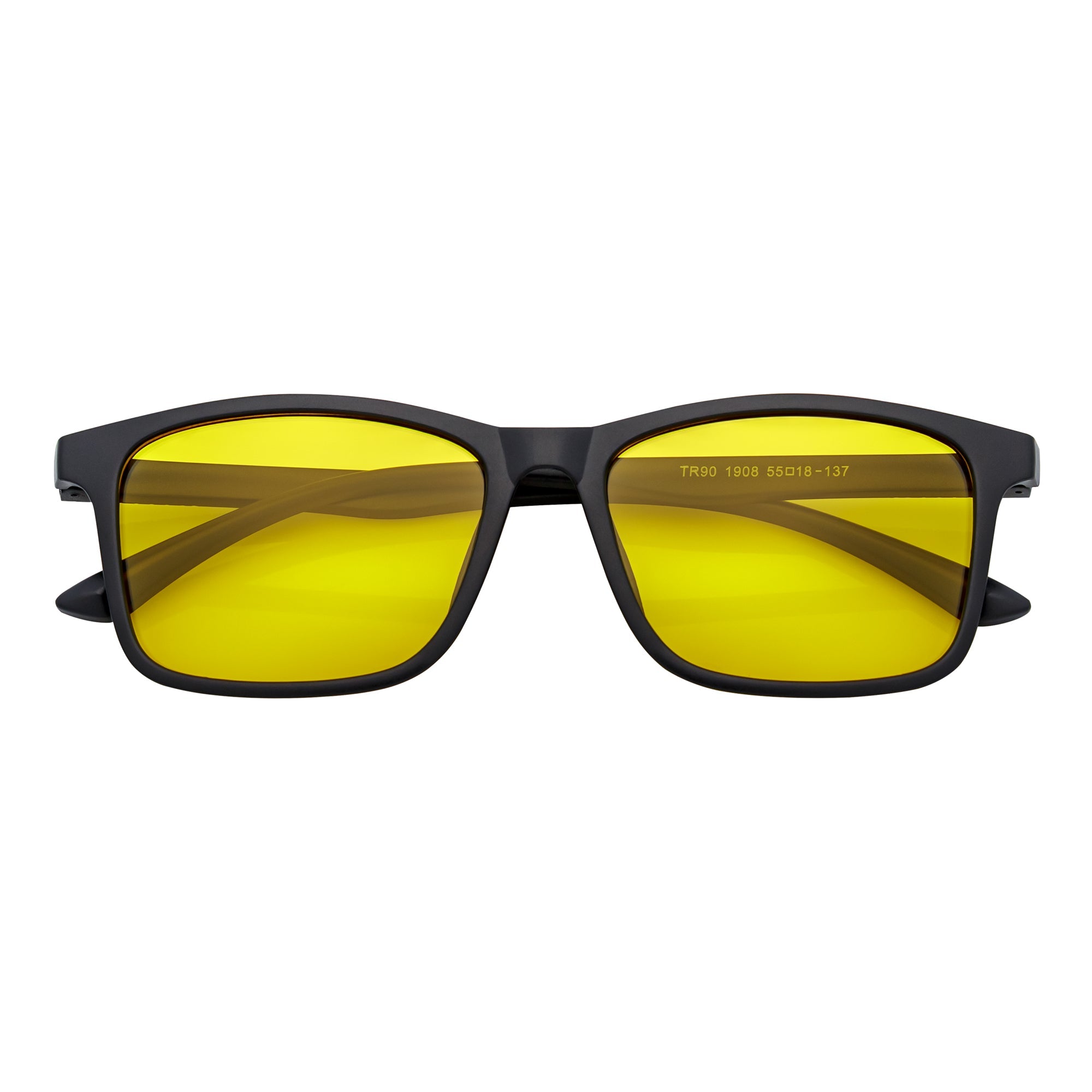 COMMUTER - Polarized Horn Rimmed Matte Black Sunglasses Yellow Lens