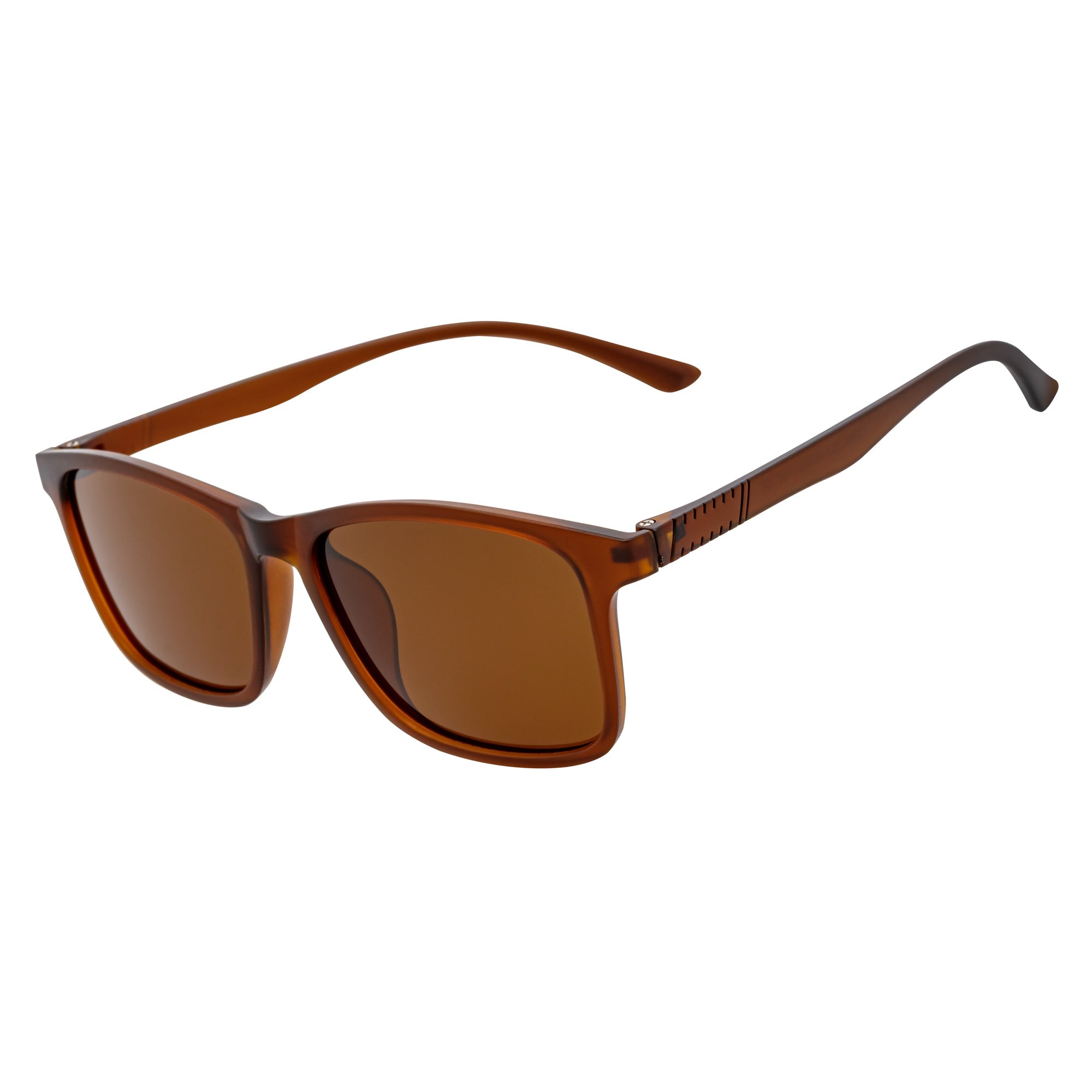 COMMUTER - Polarized Horn Rimmed Matte Brown Sunglasses Amber Lens