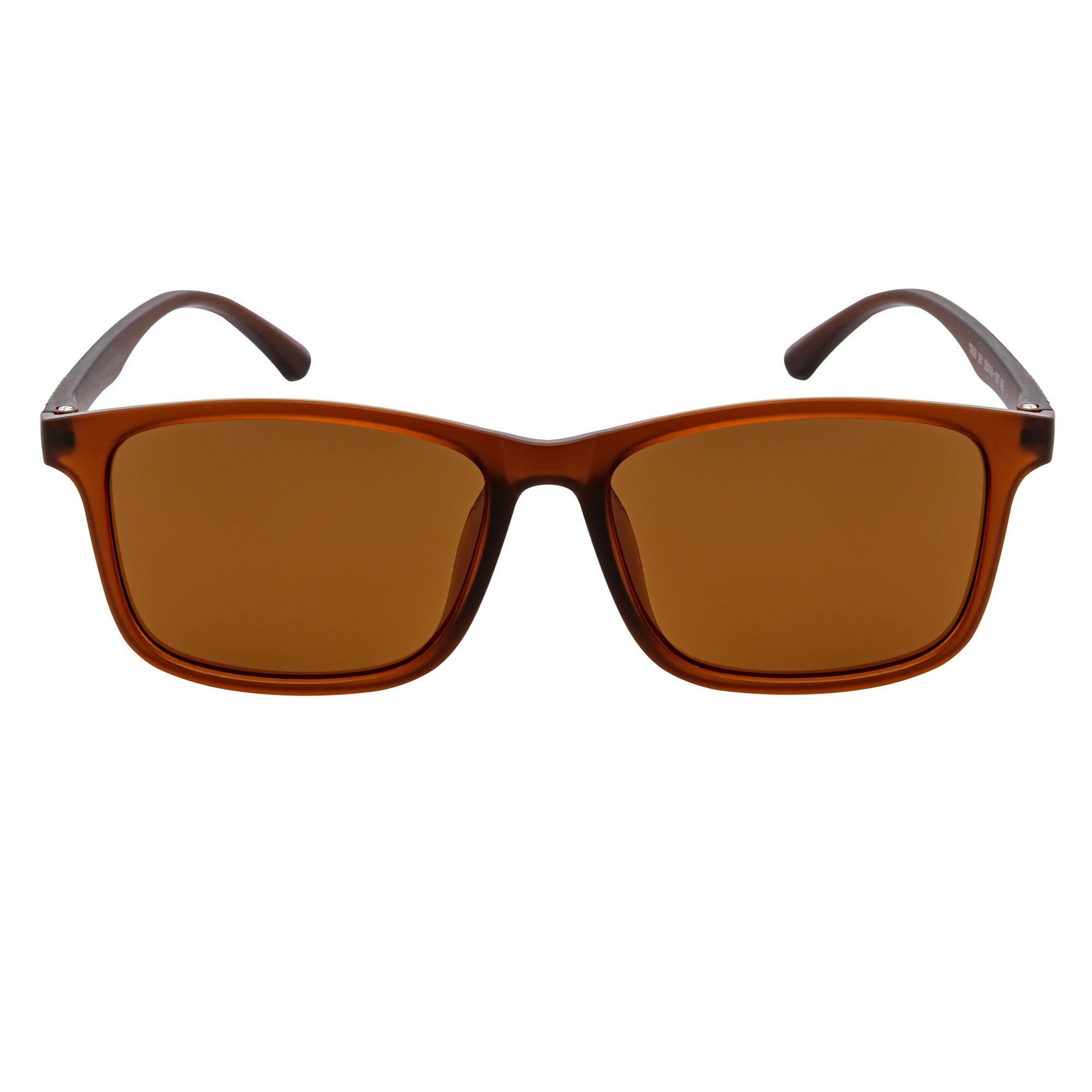 COMMUTER - Polarized Horn Rimmed Matte Brown Sunglasses Amber Lens