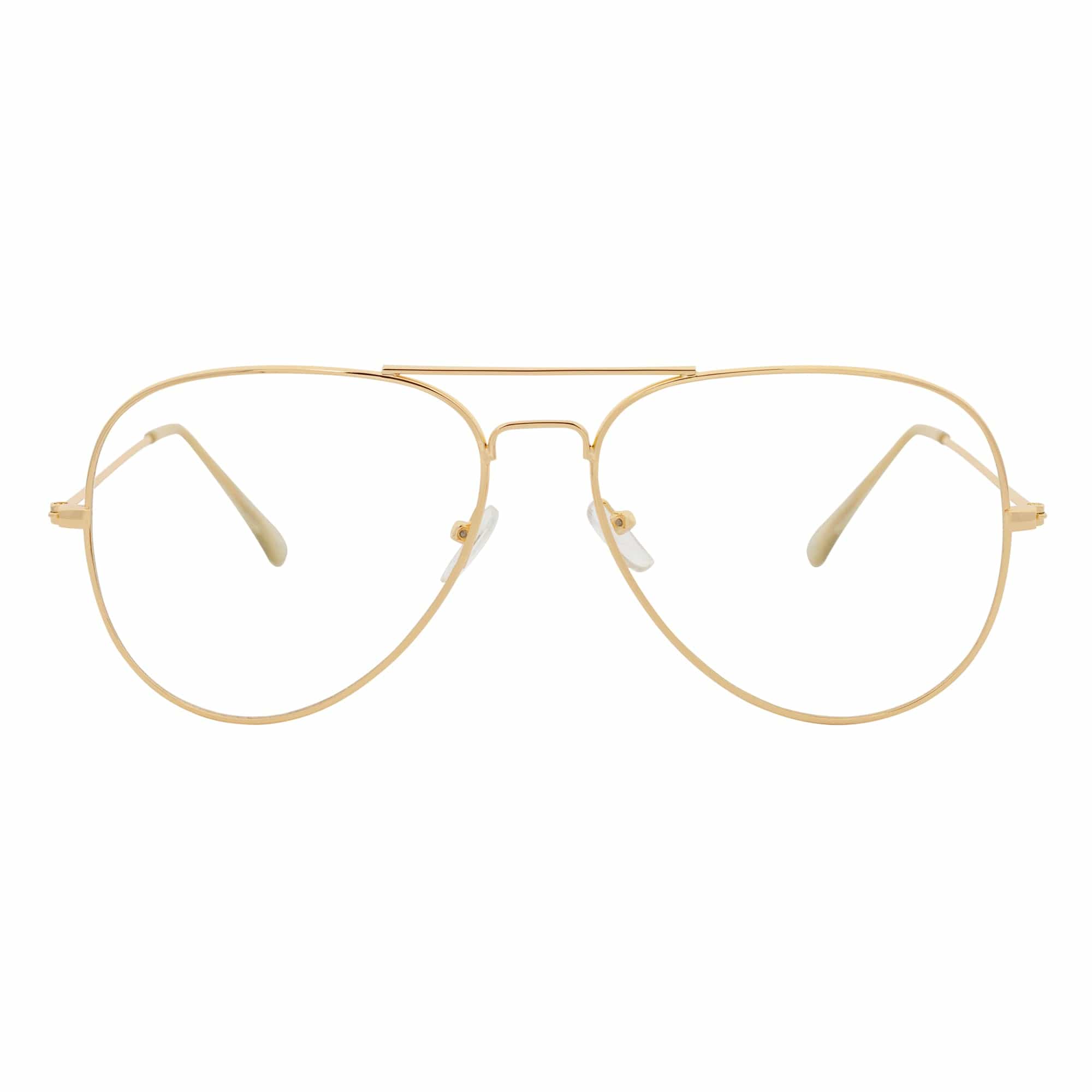 COOPER - Large Metal Aviator Blue Light Glasses Gold Clear Lens Glasses 54mm