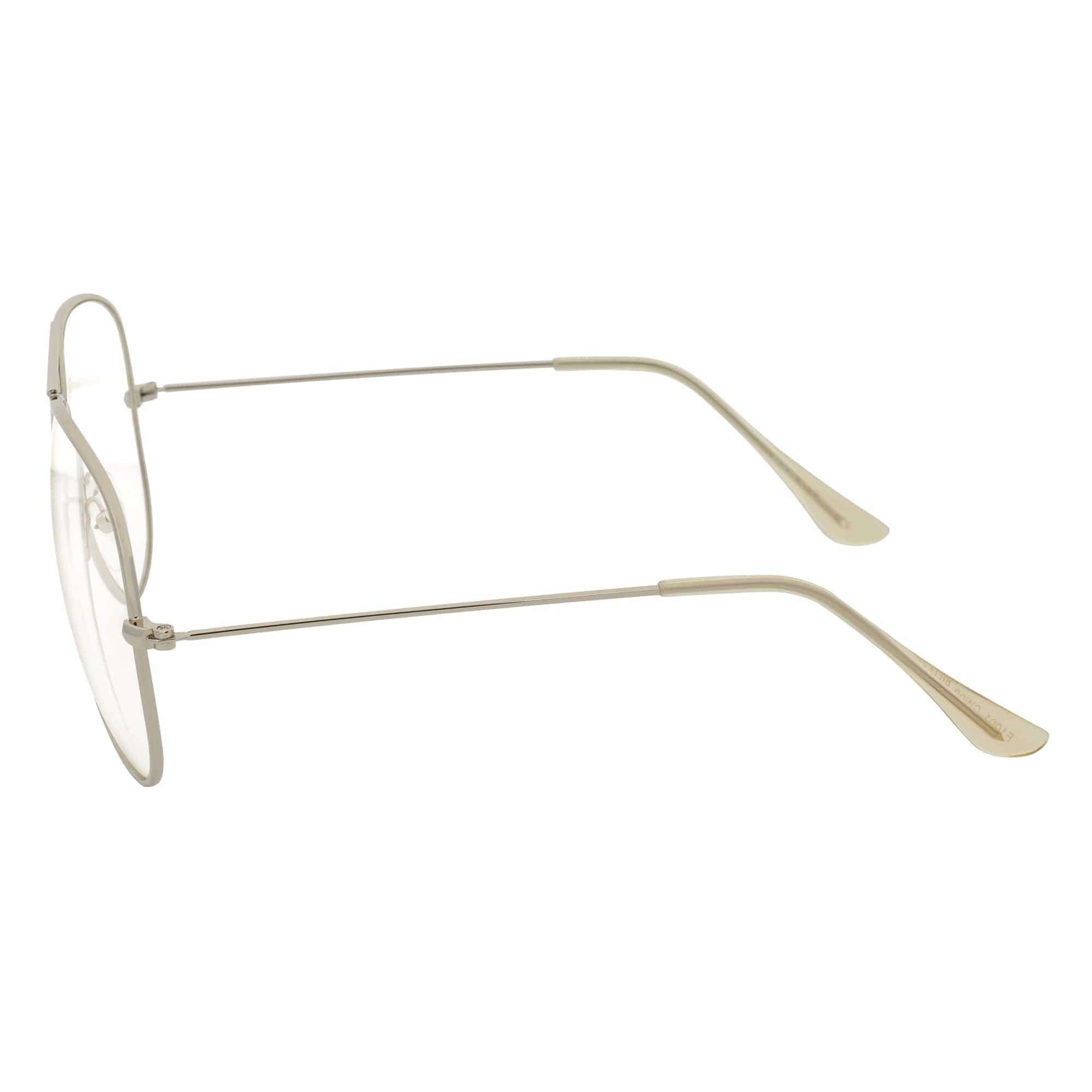 COOPER - Large Metal Aviator Blue Light Glasses Silver Clear Lens Glasses 54mm