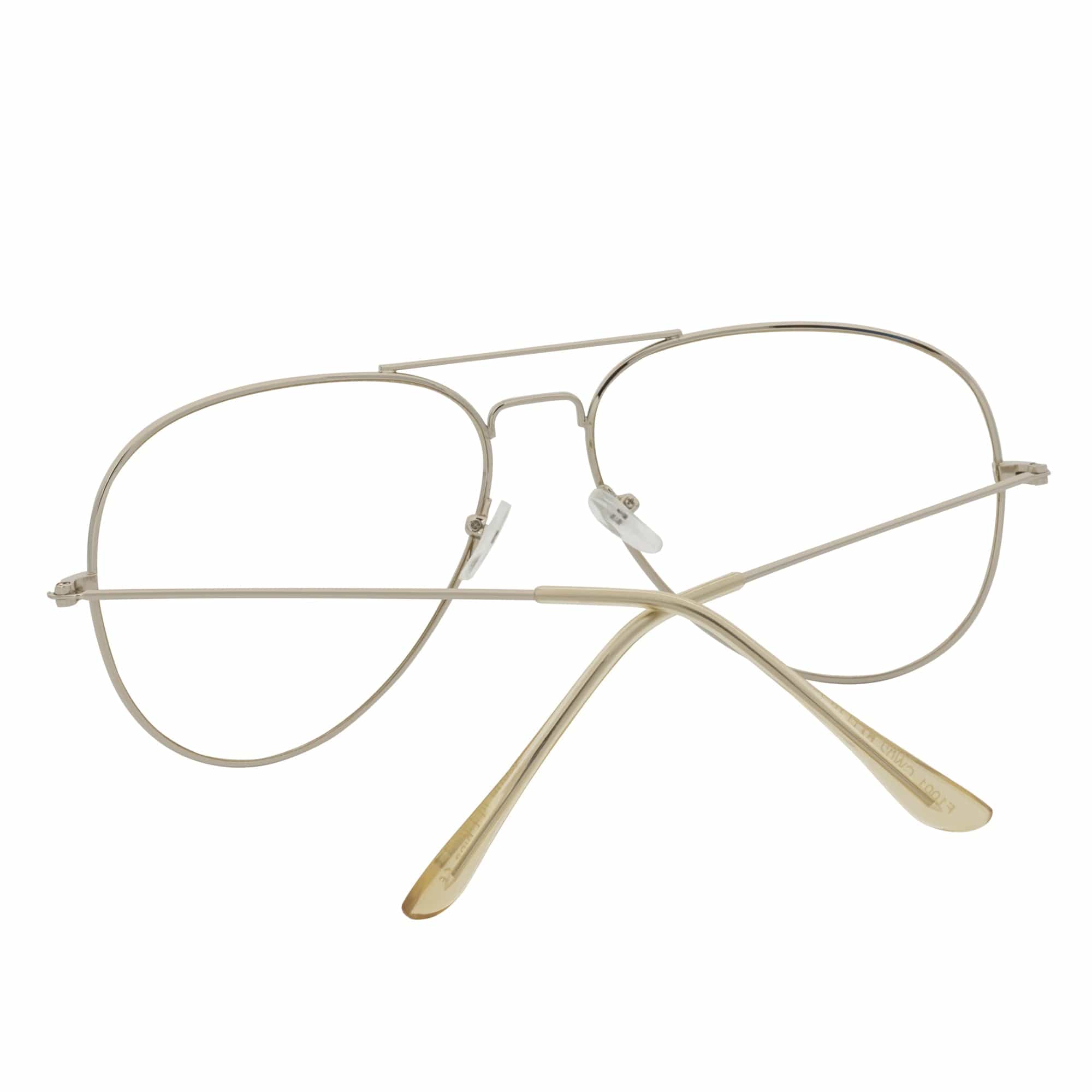 COOPER - Large Metal Aviator Blue Light Glasses Silver Clear Lens Glasses 54mm