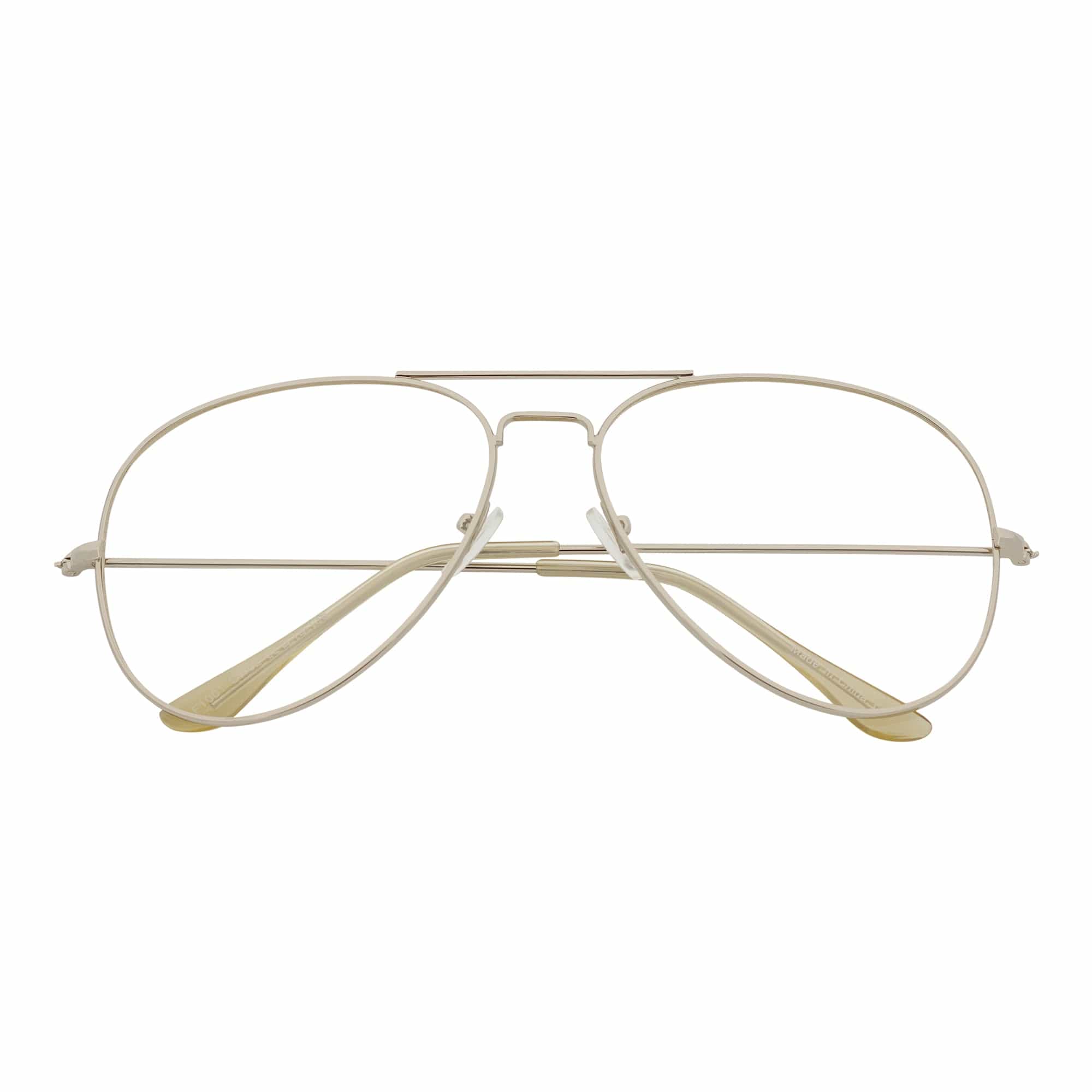 COOPER - Large Metal Aviator Blue Light Glasses Silver Clear Lens Glasses 54mm