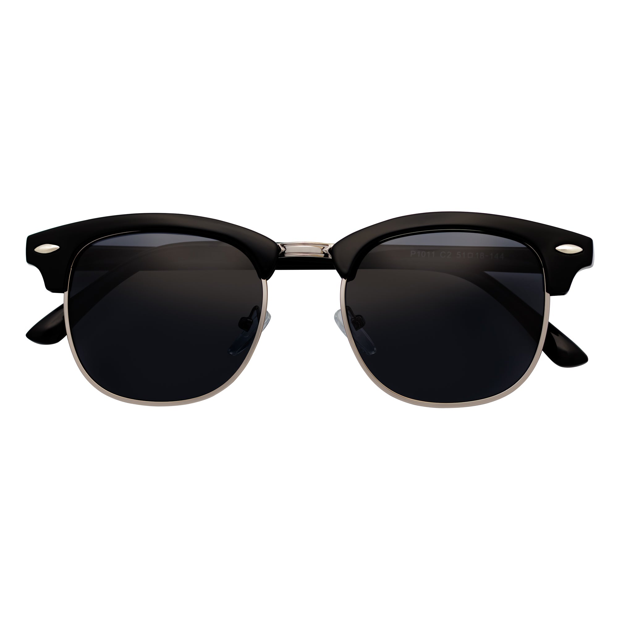 COUNTRY CLUB - Classic Semi - Rimless Half Frame Sunglasses Black Smoke Polarized