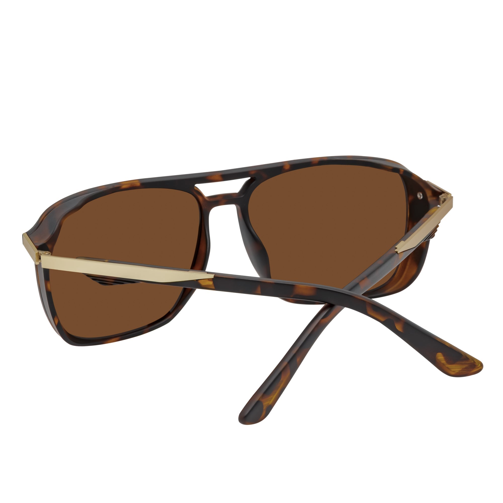 COVERT - Polarized Square Aviator Side Cover Tortoise Sunglasses Brown Lens