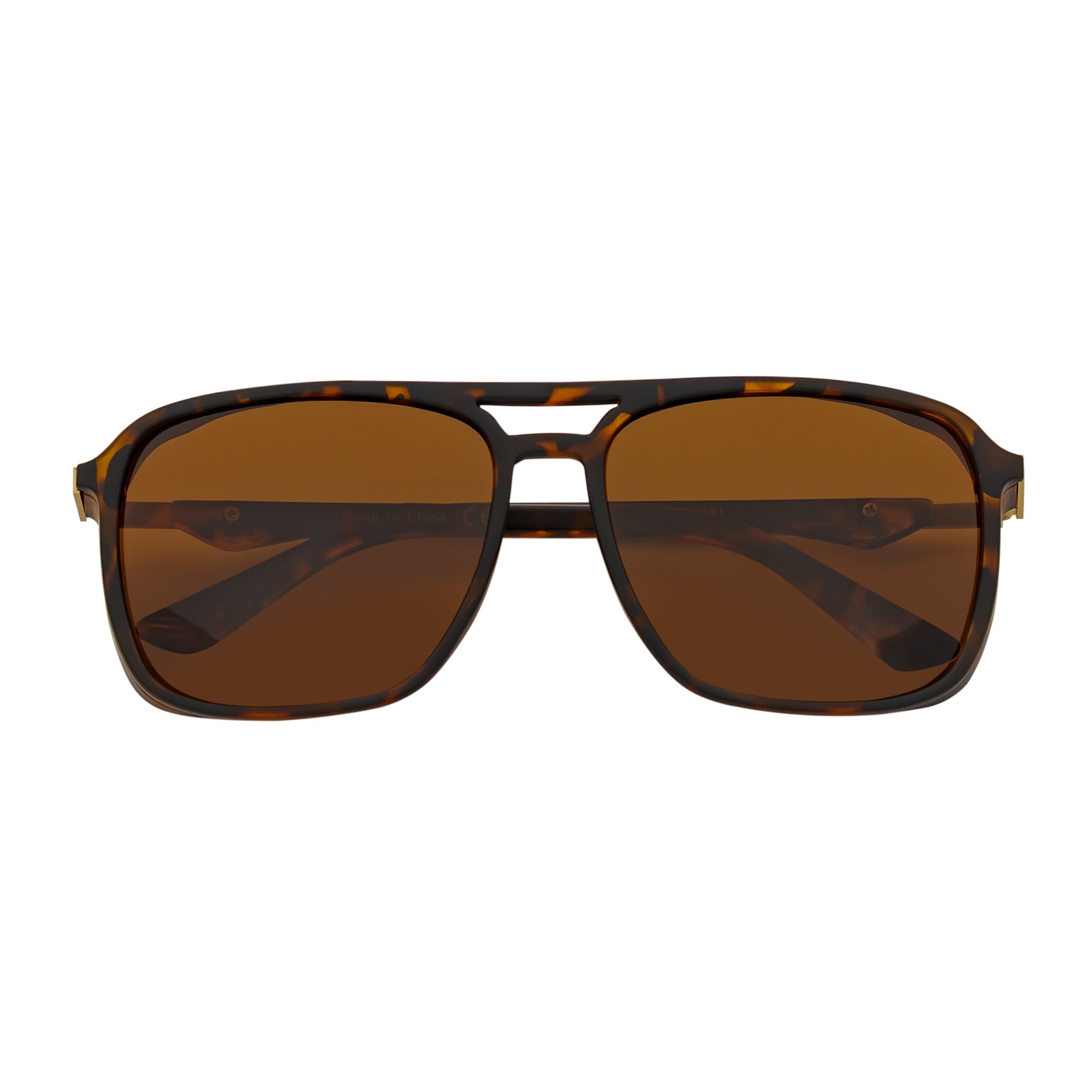 COVERT - Polarized Square Aviator Side Cover Tortoise Sunglasses Brown Lens