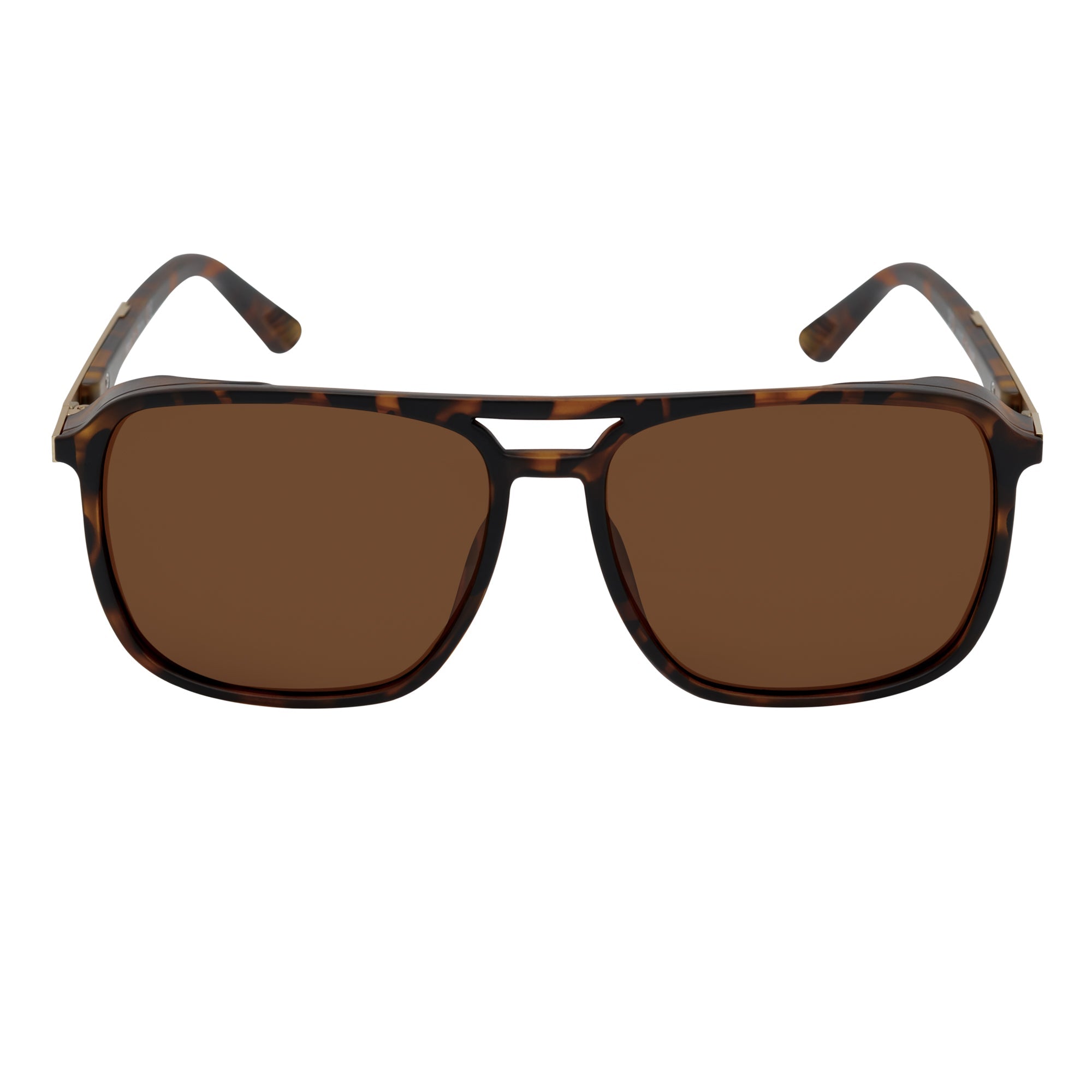 COVERT - Polarized Square Aviator Side Cover Tortoise Sunglasses Brown Lens