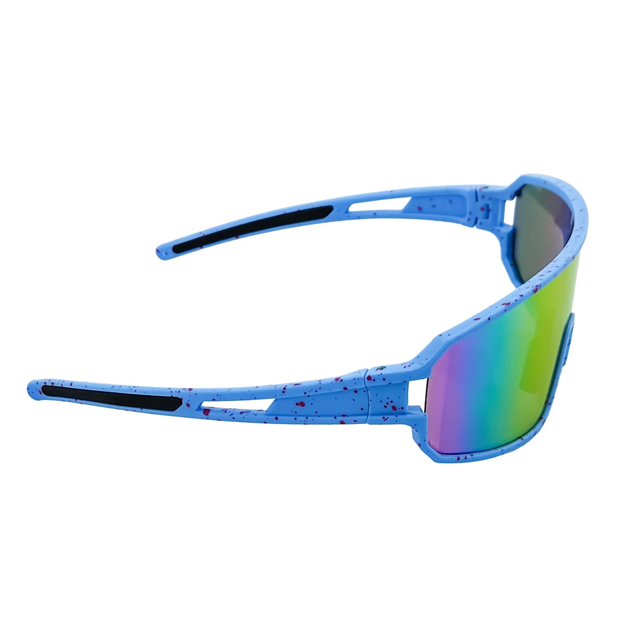 CYCLONE - Rectangle Sports Shield Sunglasses Blue Red - Speckled Pink Mirror