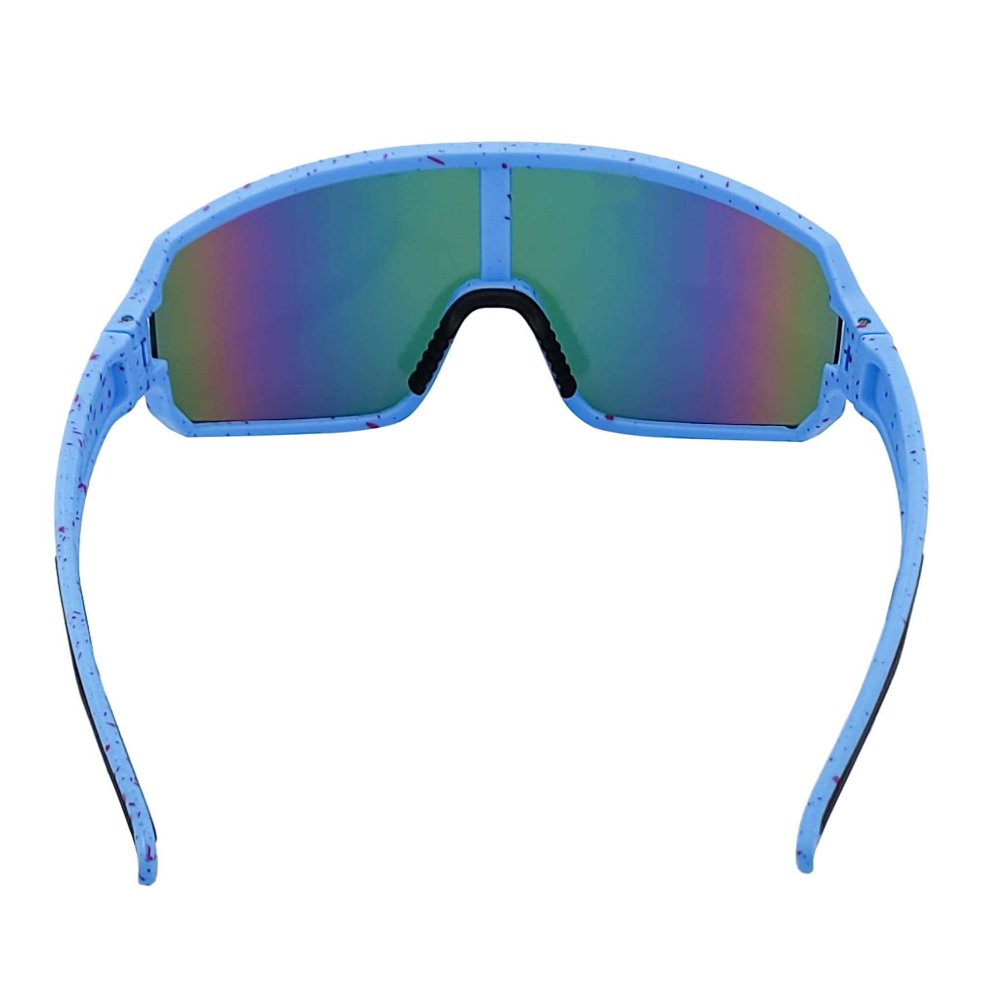 CYCLONE - Rectangle Sports Shield Sunglasses Blue Red - Speckled Pink Mirror