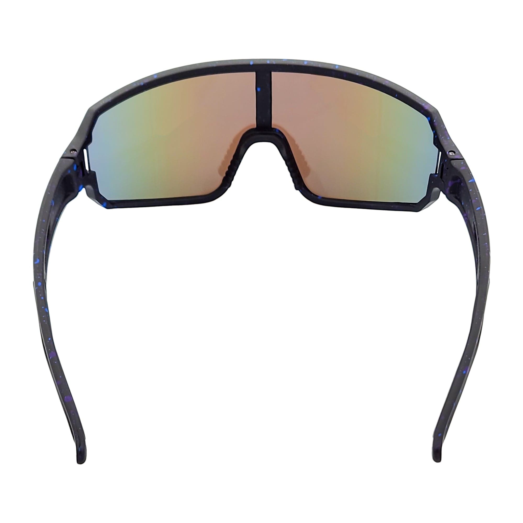 CYCLONE - Rectangle Sports Shield Sunglasses Matte Black Blue Mirror